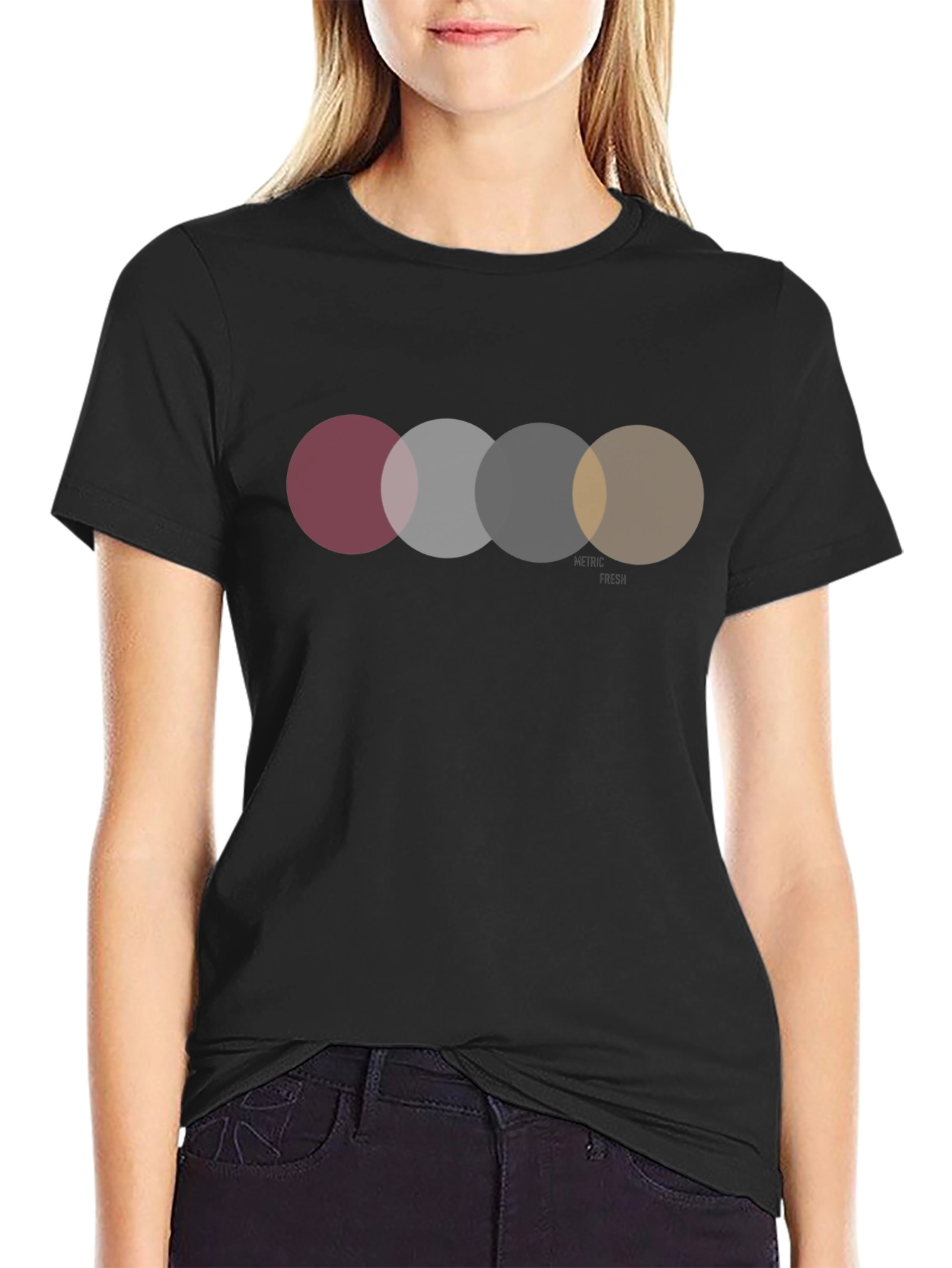 Circle Design Black Graphic Tee Shirt