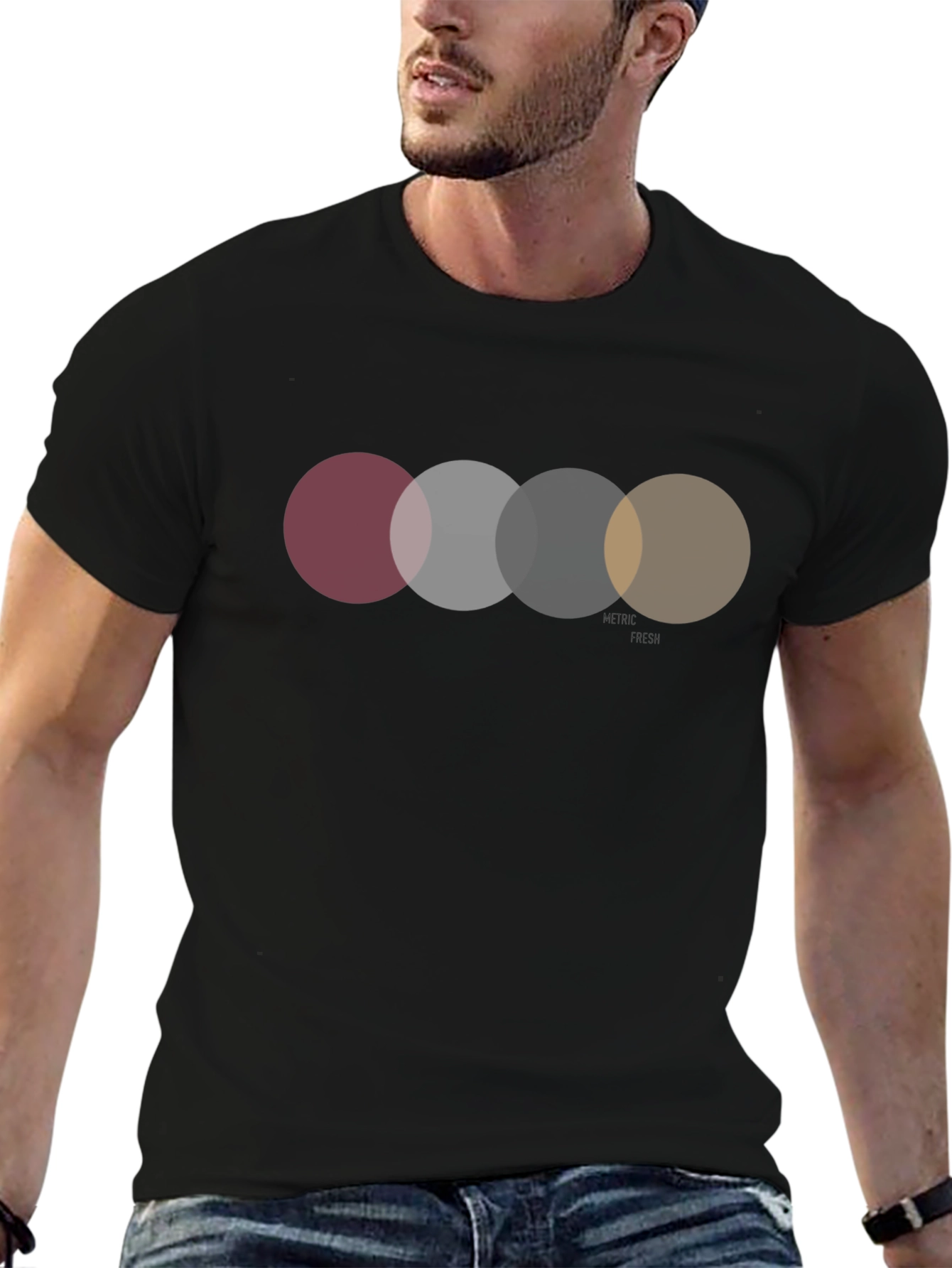 Circle Design Black Graphic Tee Shirt