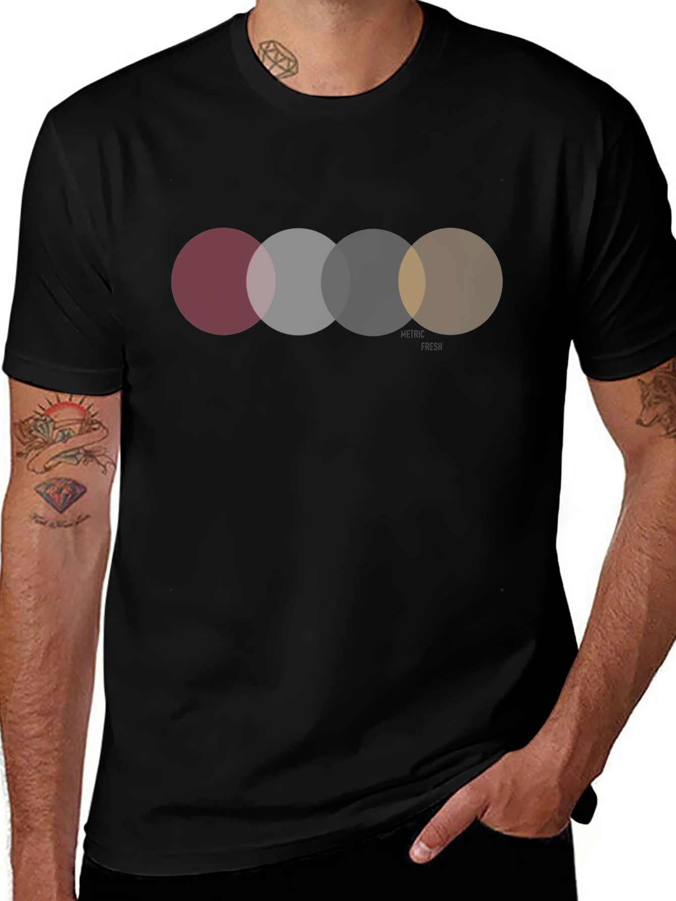 Circle Design Black Graphic Tee Shirt