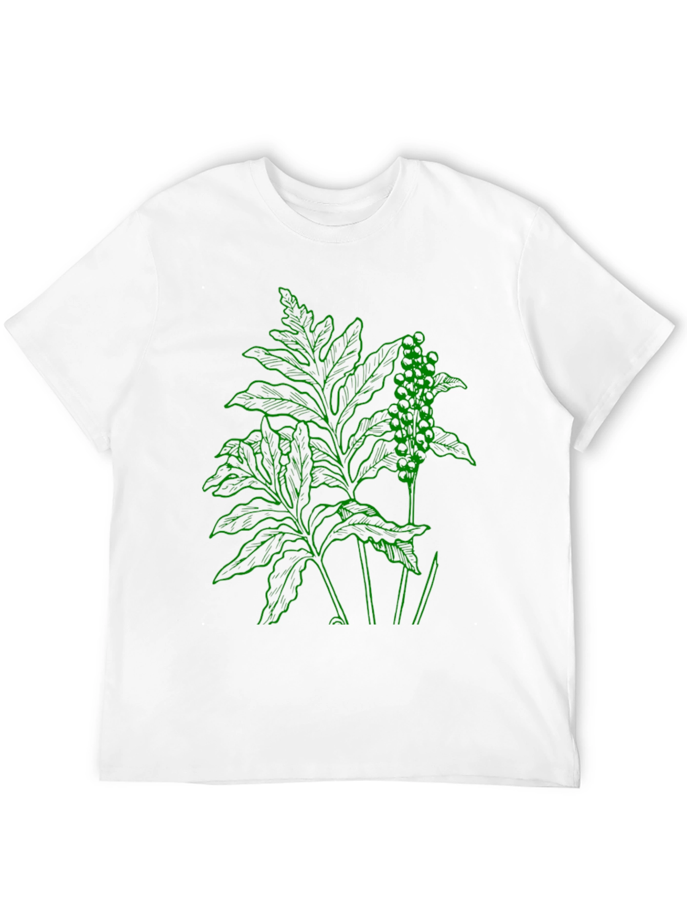 Botanical Green Graphic Black T-Shirt