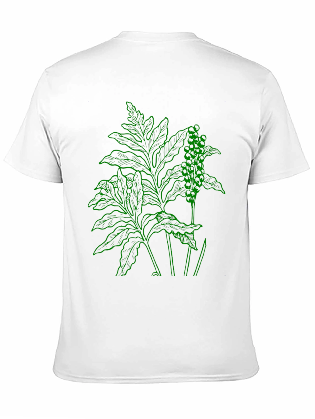 Botanical Green Graphic Black T-Shirt