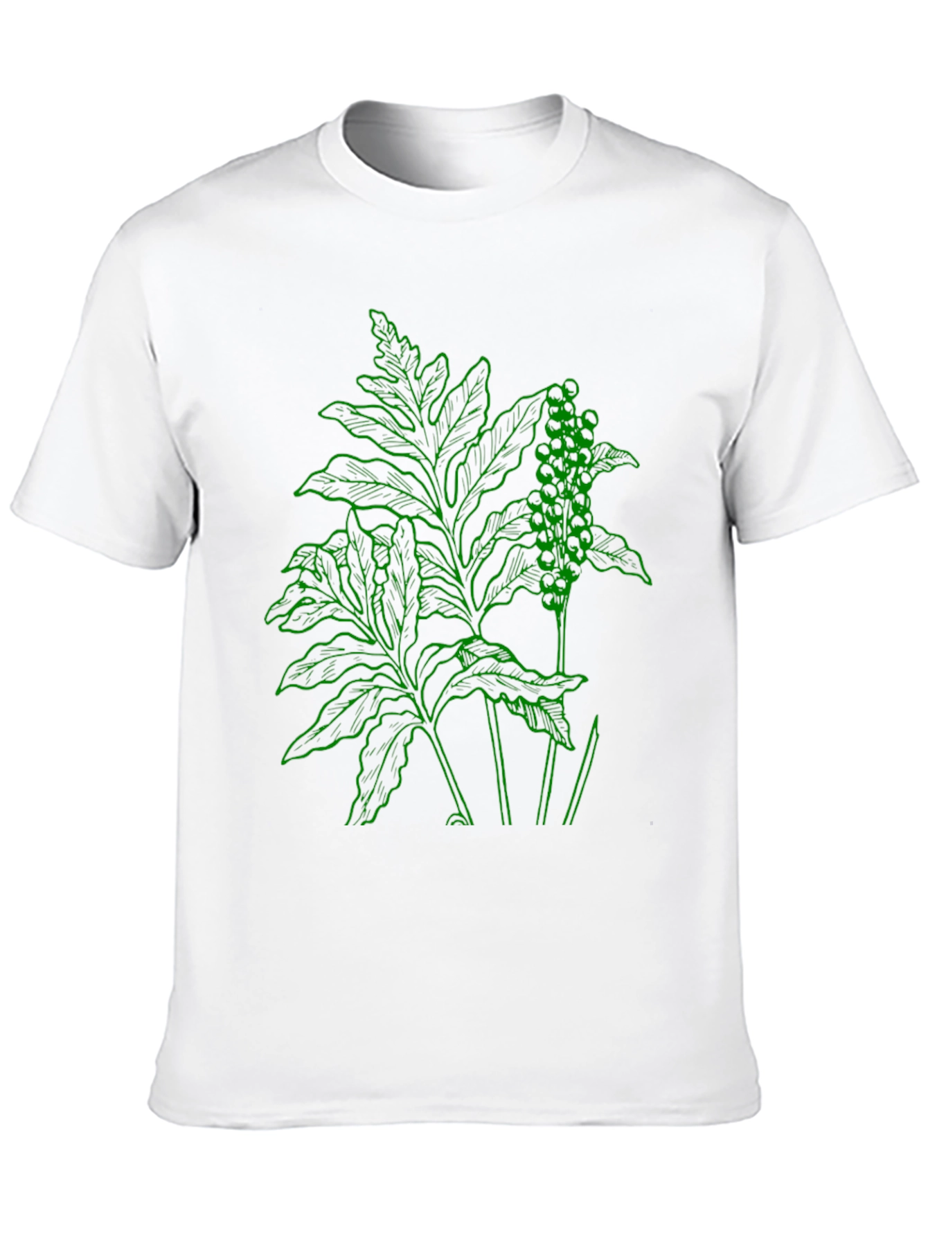Botanical Green Graphic Black T-Shirt
