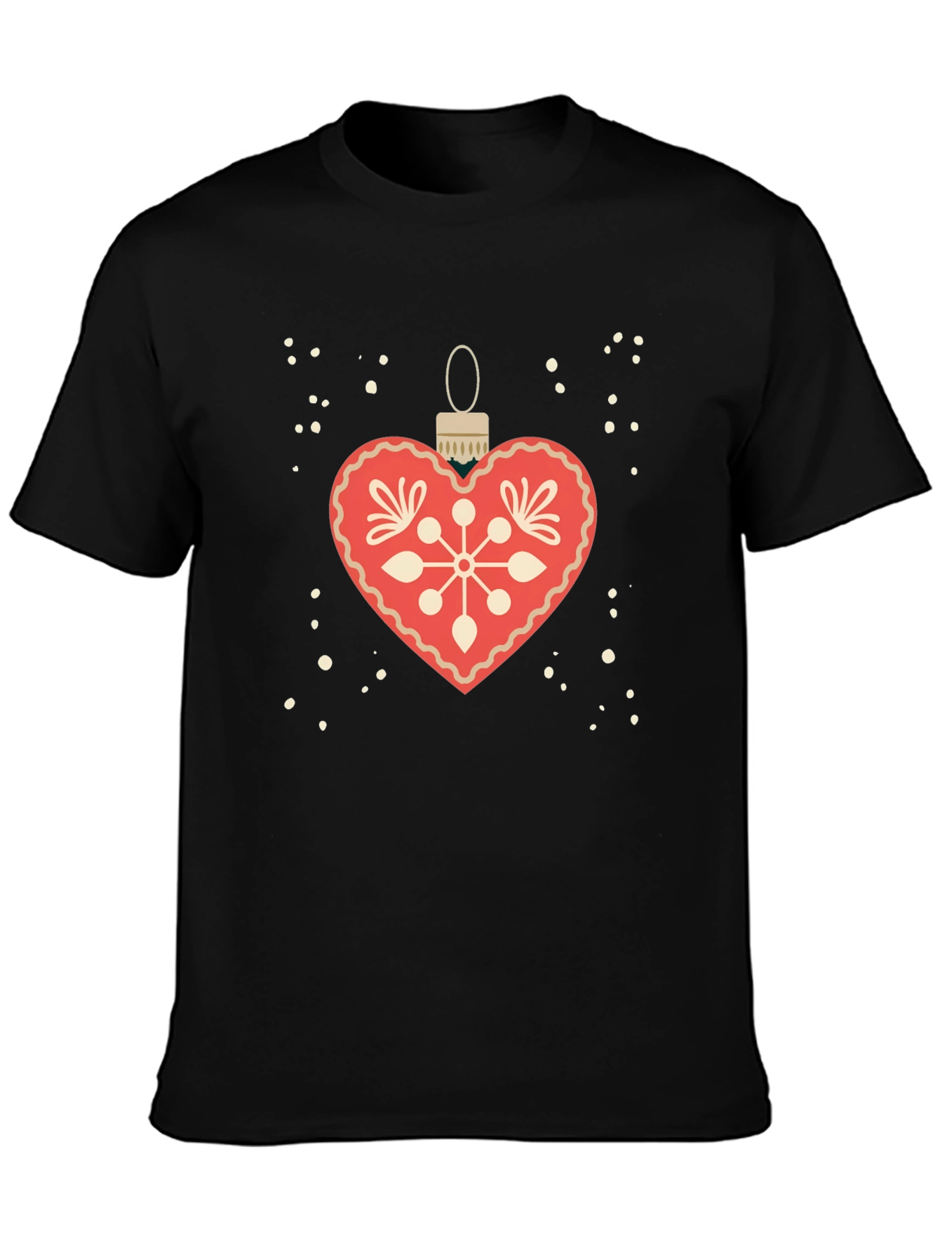 Festive Heart Ornament Graphic Tee - Holiday Style
