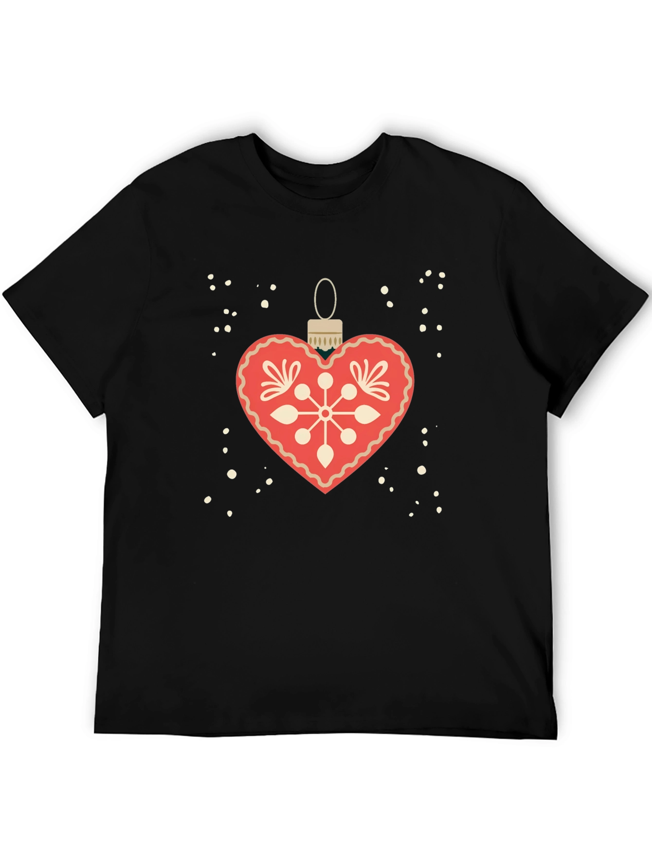 Festive Heart Ornament Graphic Tee - Holiday Style