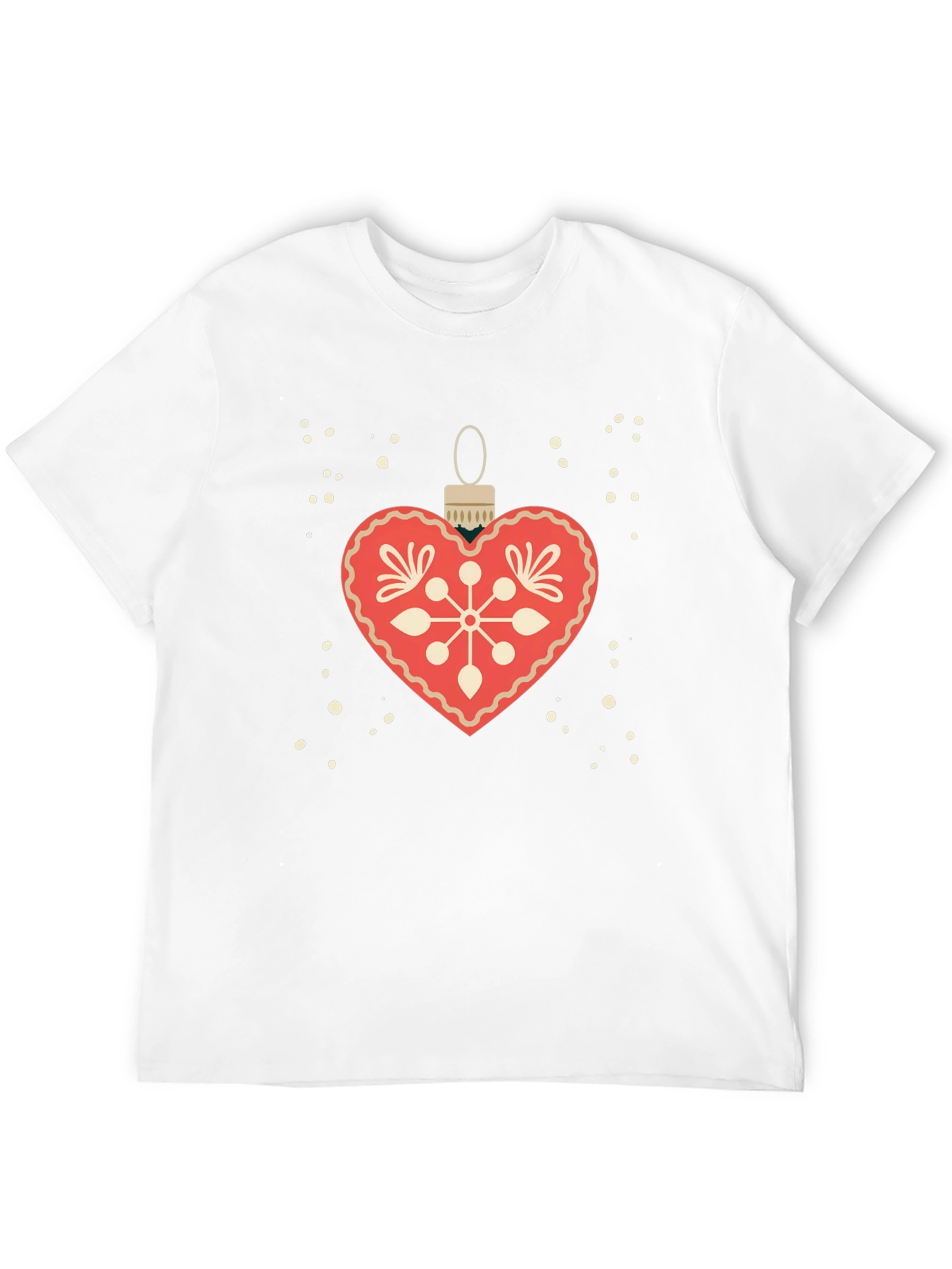 Festive Heart Ornament Graphic Tee - Holiday Style