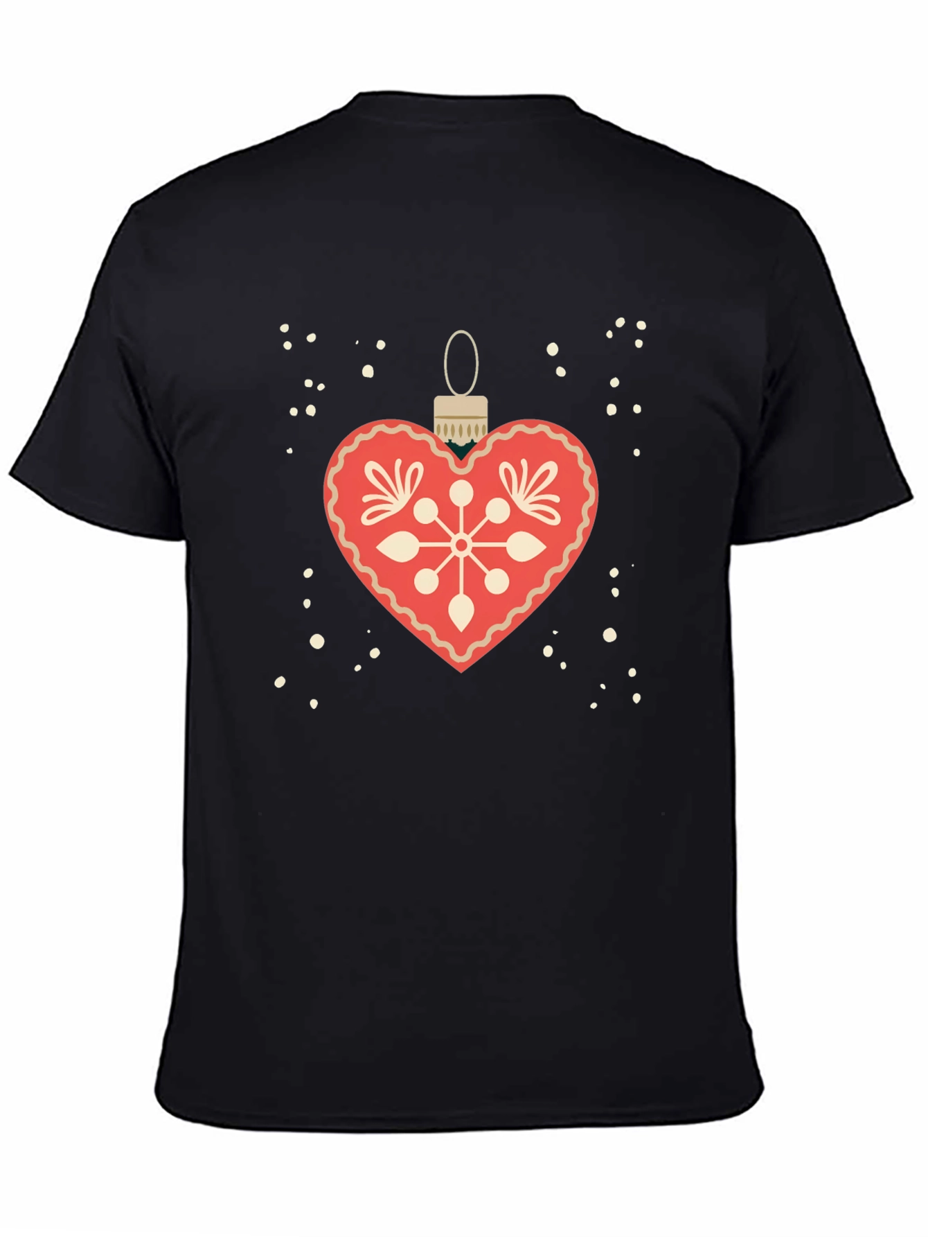 Festive Heart Ornament Graphic Tee - Holiday Style