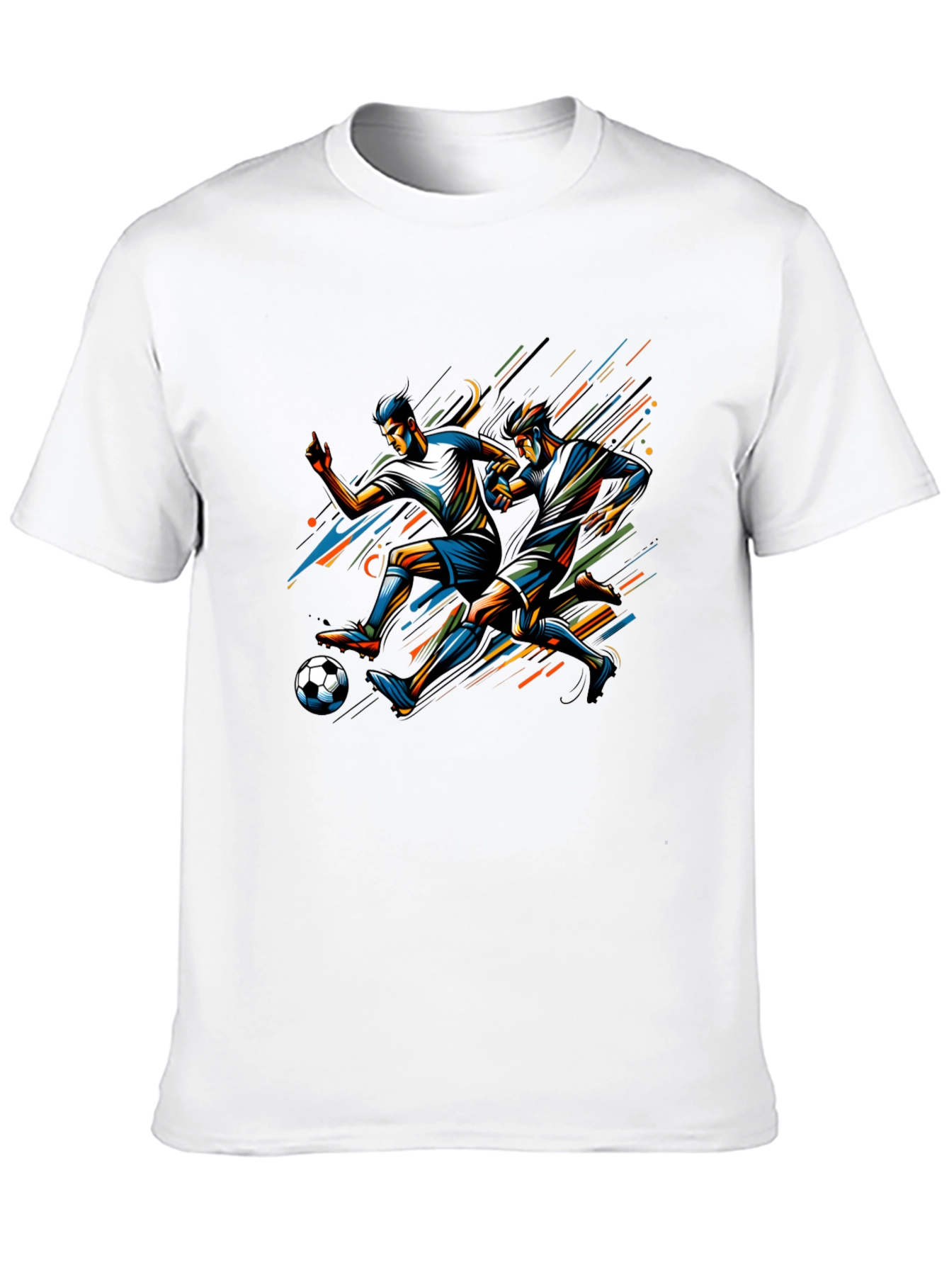 Soccer Players Graphic Tee - Black Cotton T-Shirt