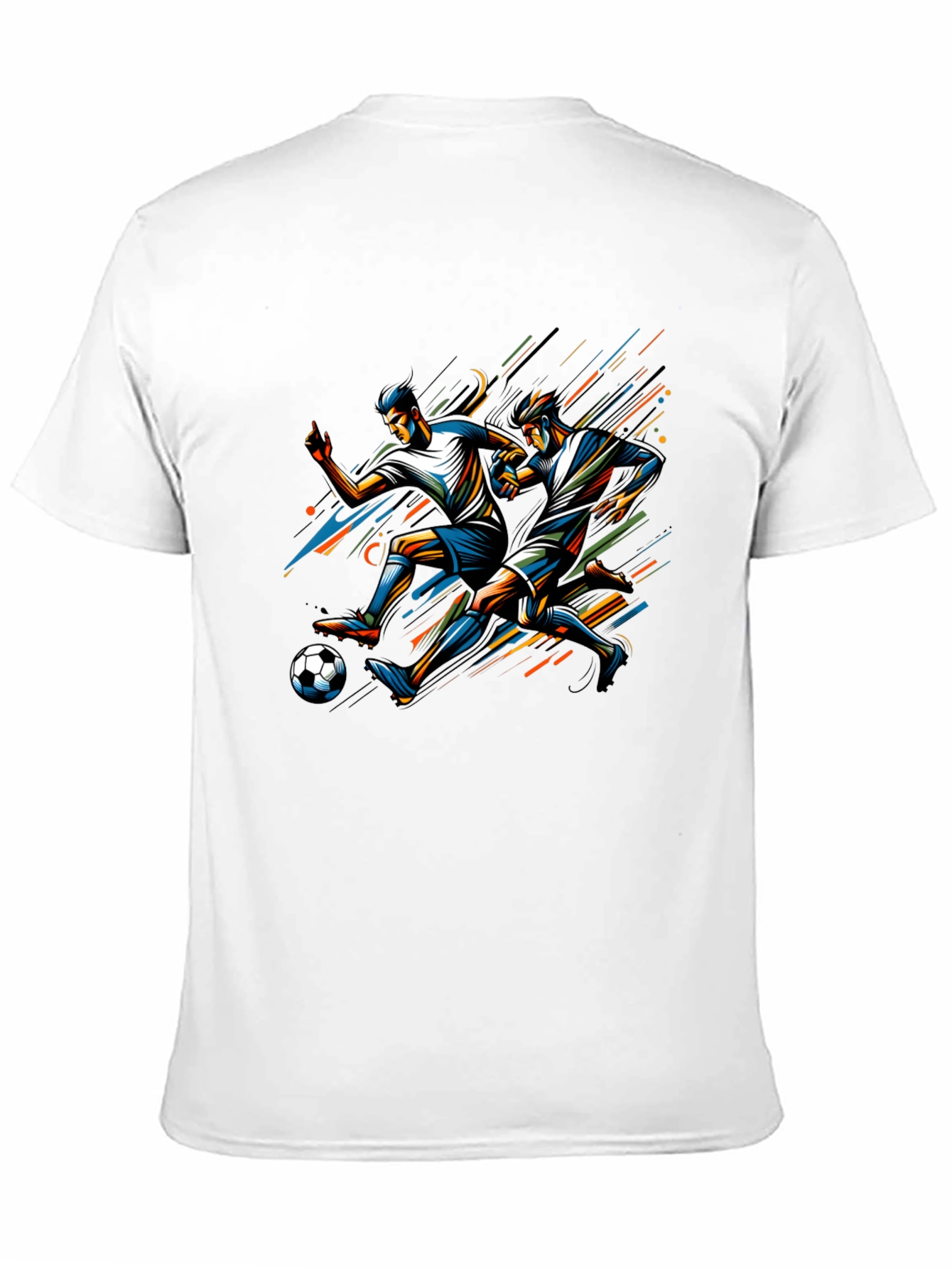Soccer Players Graphic Tee - Black Cotton T-Shirt