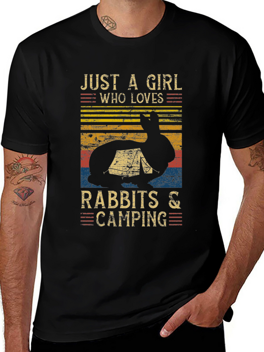 Rabbit Camping Graphic Tee - Just a Girl Who Loves Rabbits