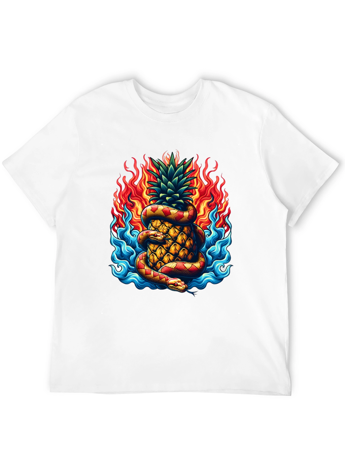 Pineapple & Snake Graphic Tee - Fiery Design