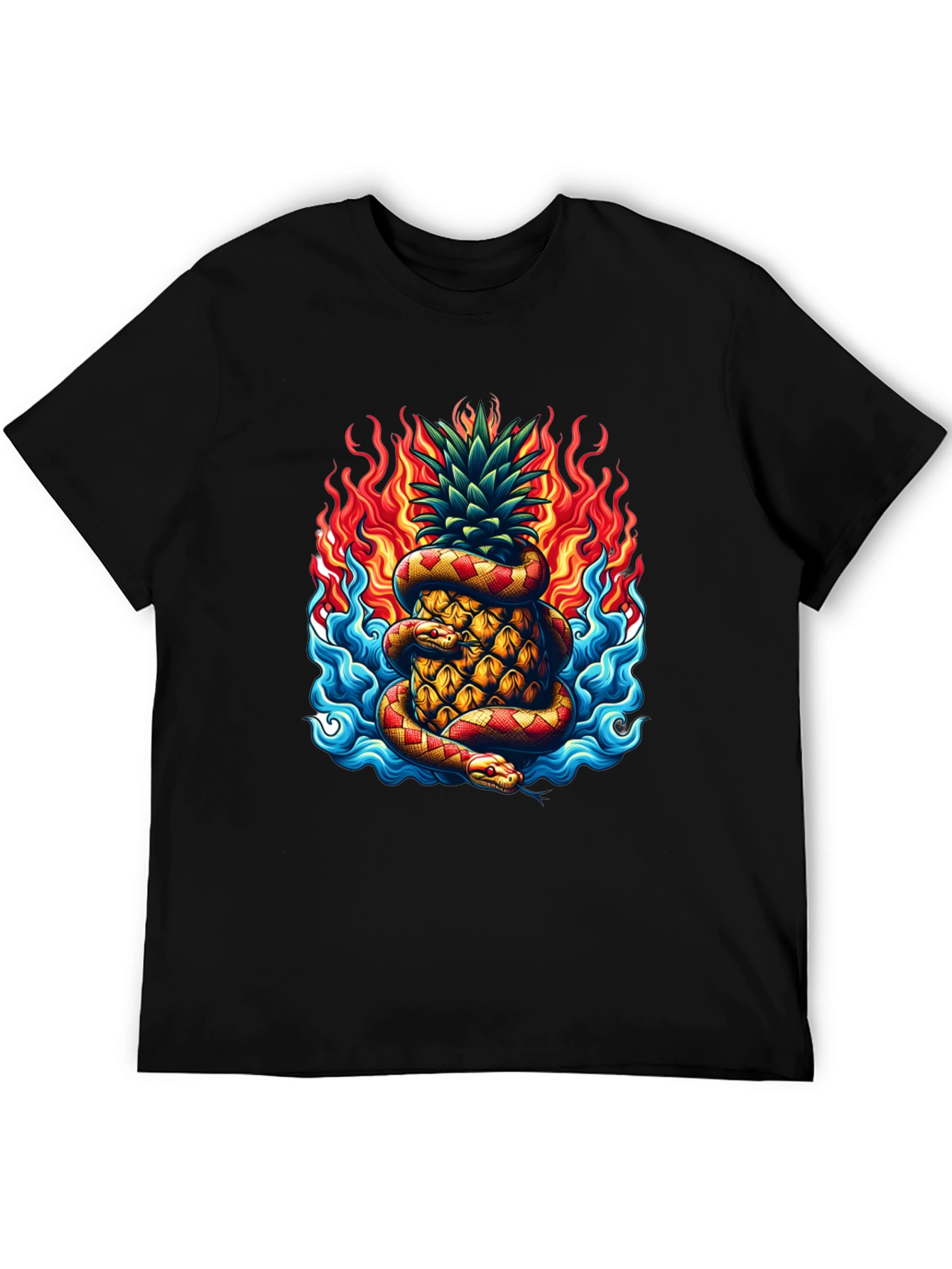Pineapple & Snake Graphic Tee - Fiery Design