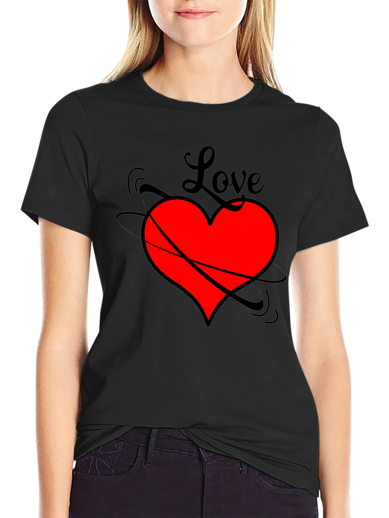 Love Heart Black T-Shirt - Stylish Graphic Tee