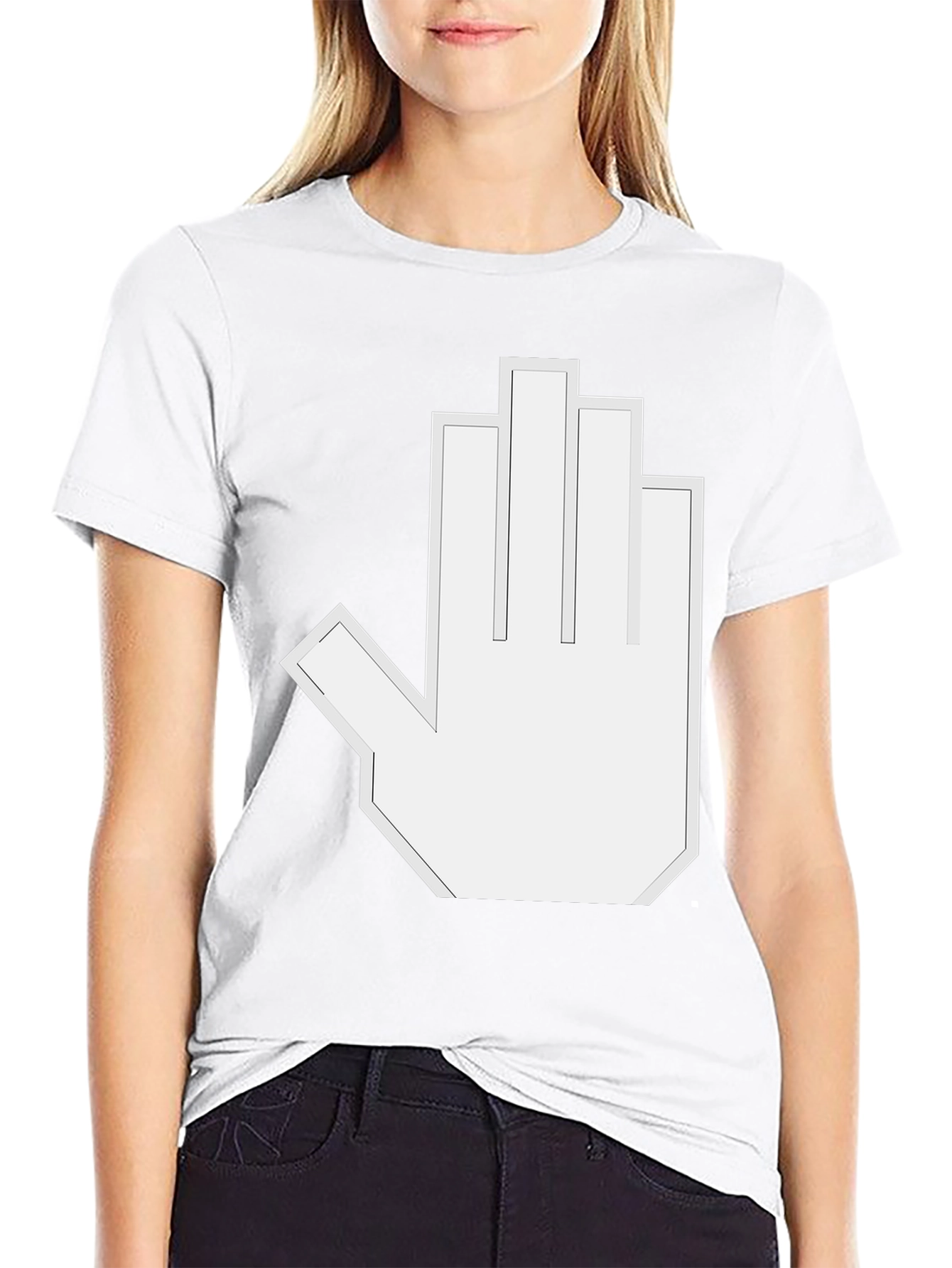 Pixelated Hand Gesture Graphic Tee - Black