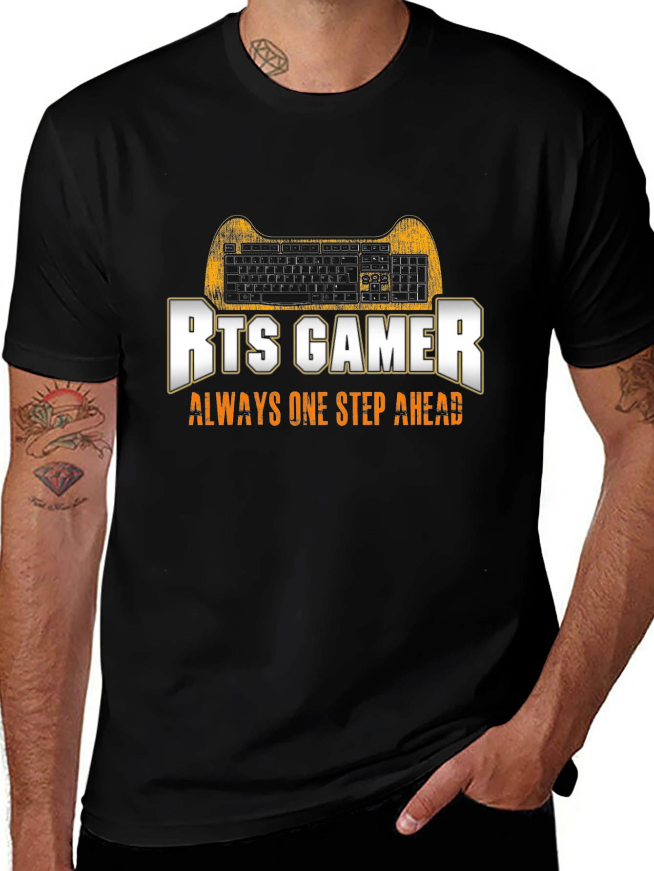 RTS Gamer Black T-Shirt - Always One Step Ahead