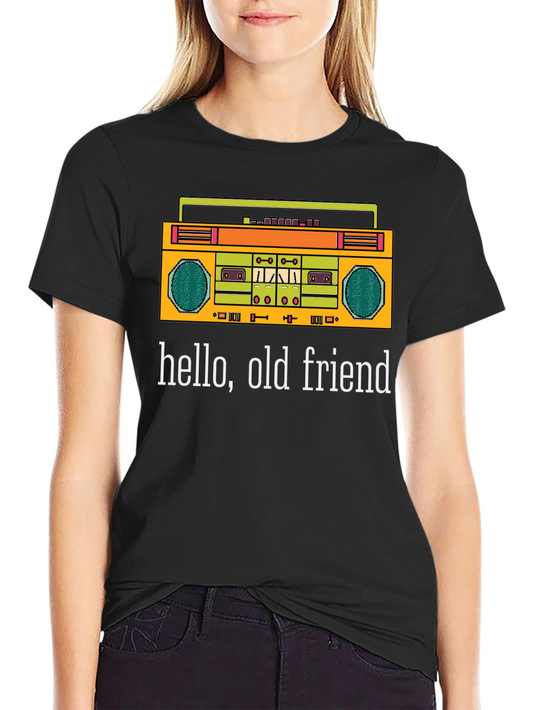 Retro Boombox Graphic T-Shirt - Hello Old Friend
