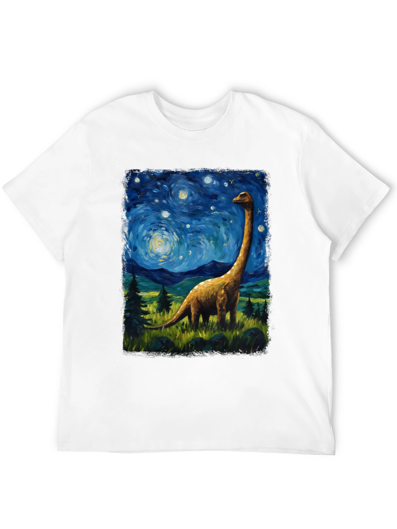 Starry Night Brontosaurus Graphic T-Shirt