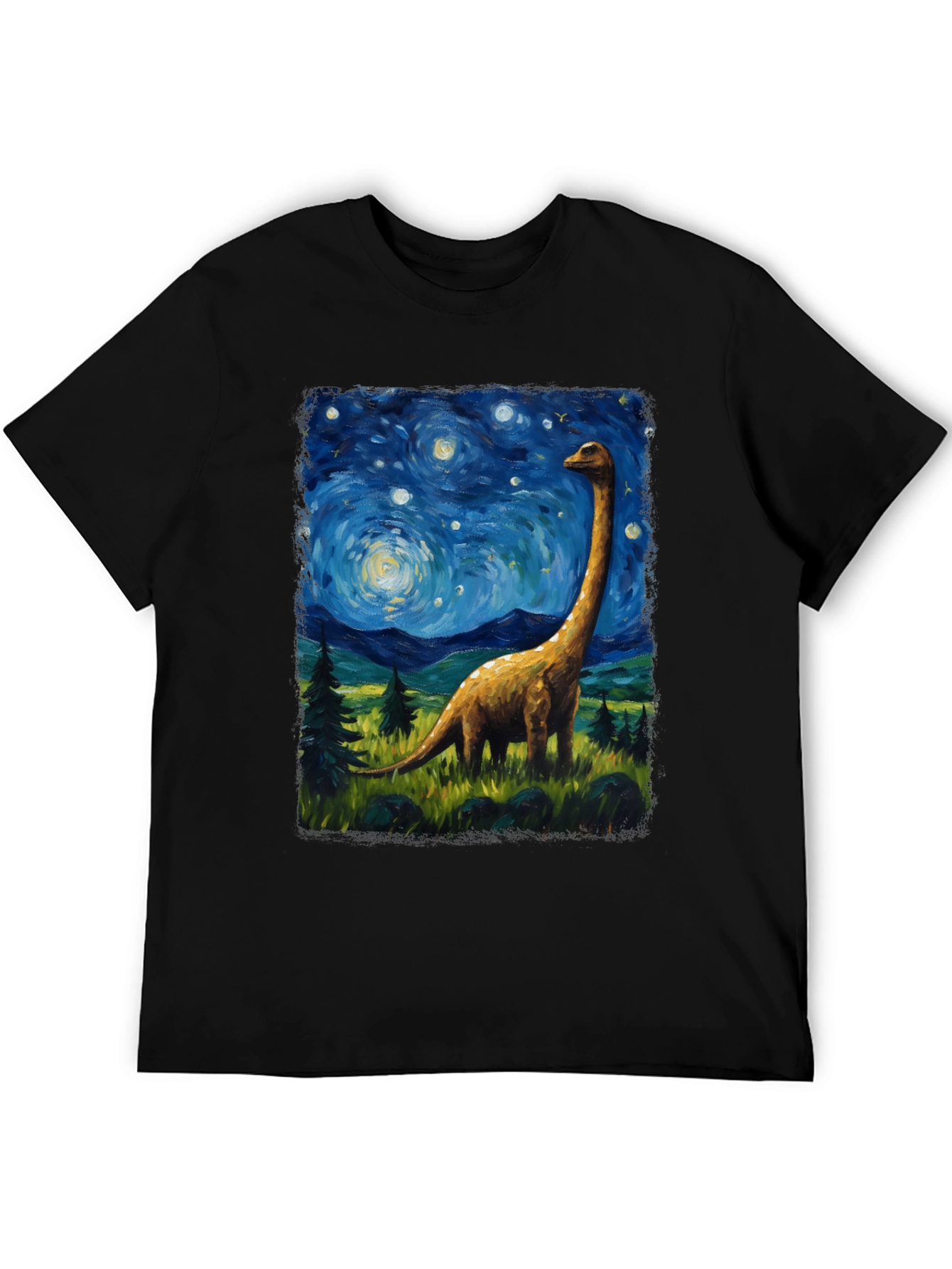 Starry Night Brontosaurus Graphic T-Shirt