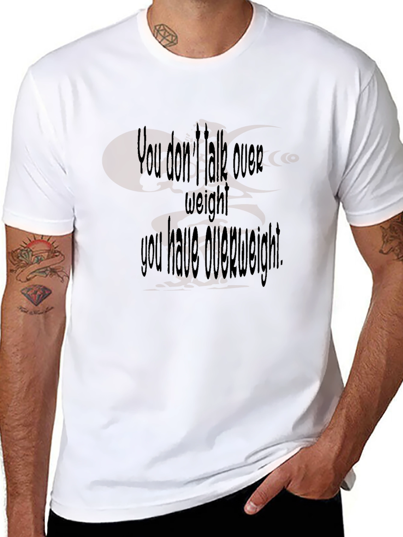 Humorous Overweight Statement Black T-Shirt