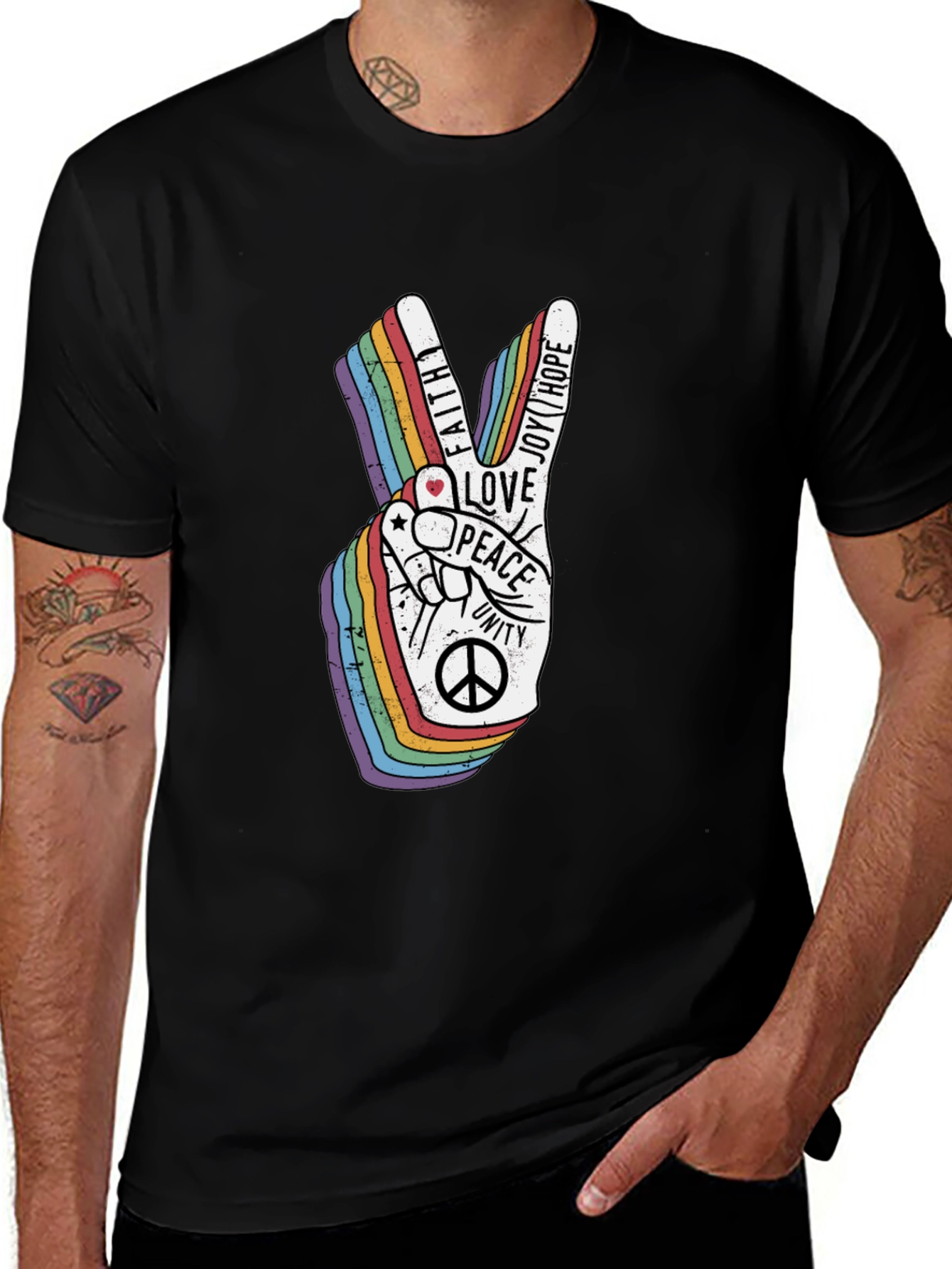 Peace Love Unity Rainbow Graphic T-Shirt