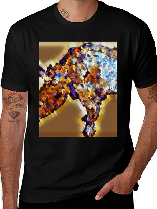 Abstract Art Rhino Graphic Tee - Stylish Mens Black T-Shirt