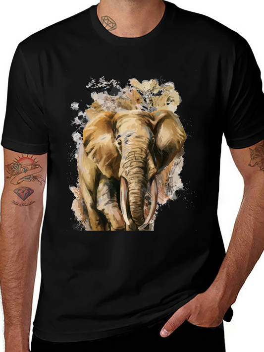 Elephant Graphic Tee - Artistic Mens T-Shirt