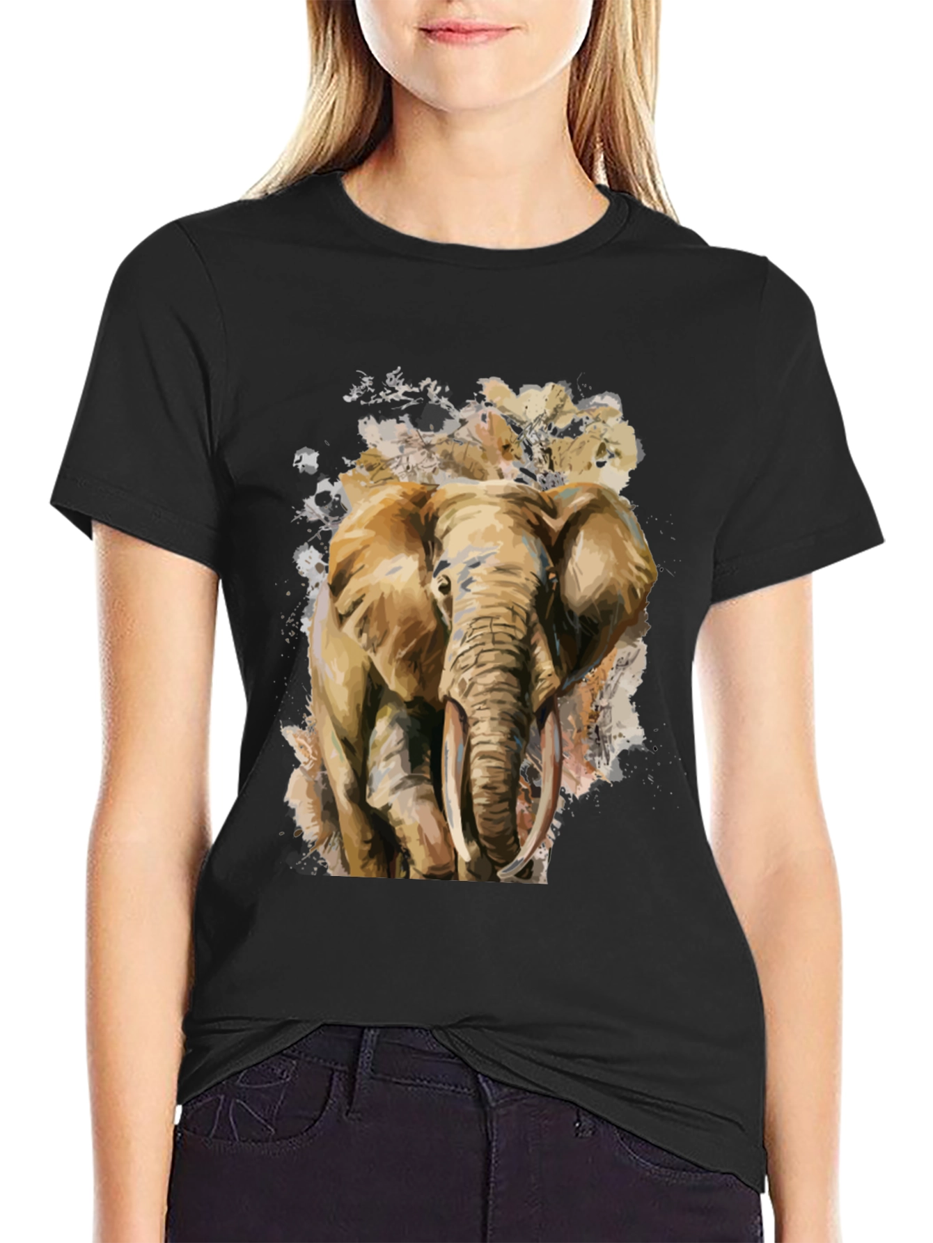 Elephant Graphic Tee - Artistic Mens T-Shirt