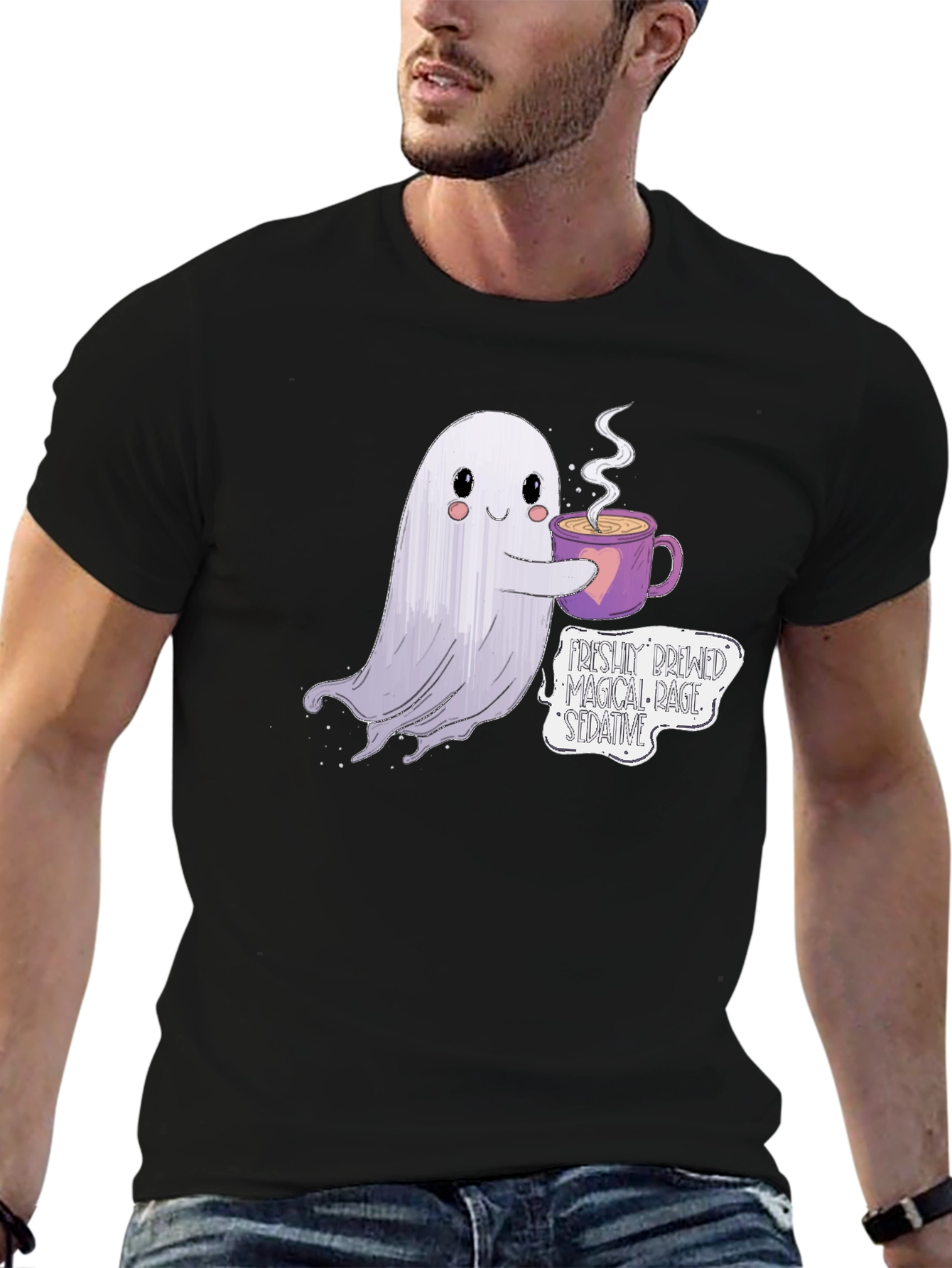 Spooky Brew T-Shirt - Ghost Coffee Design