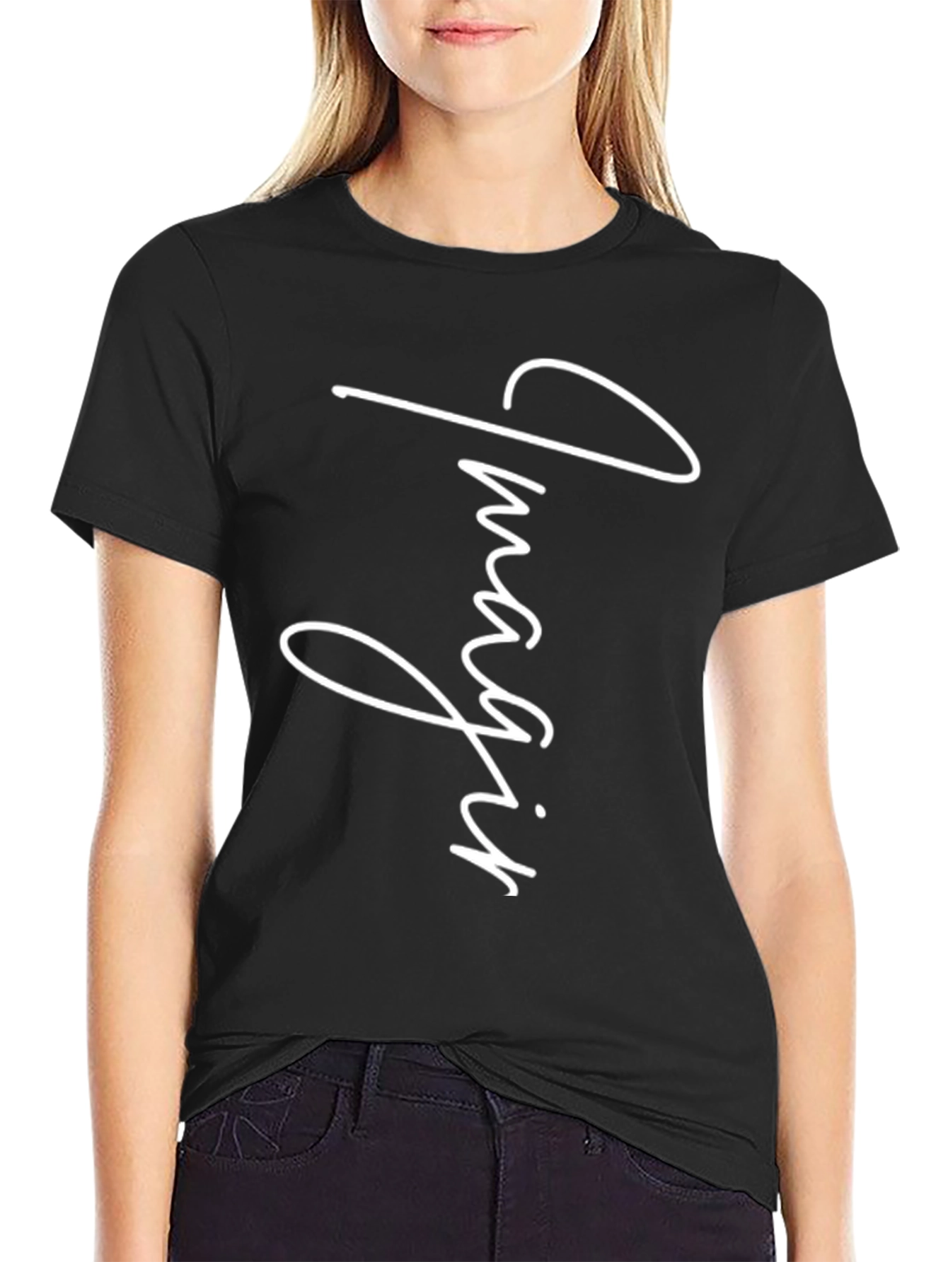 Imagine Graphic Print Black T-Shirt
