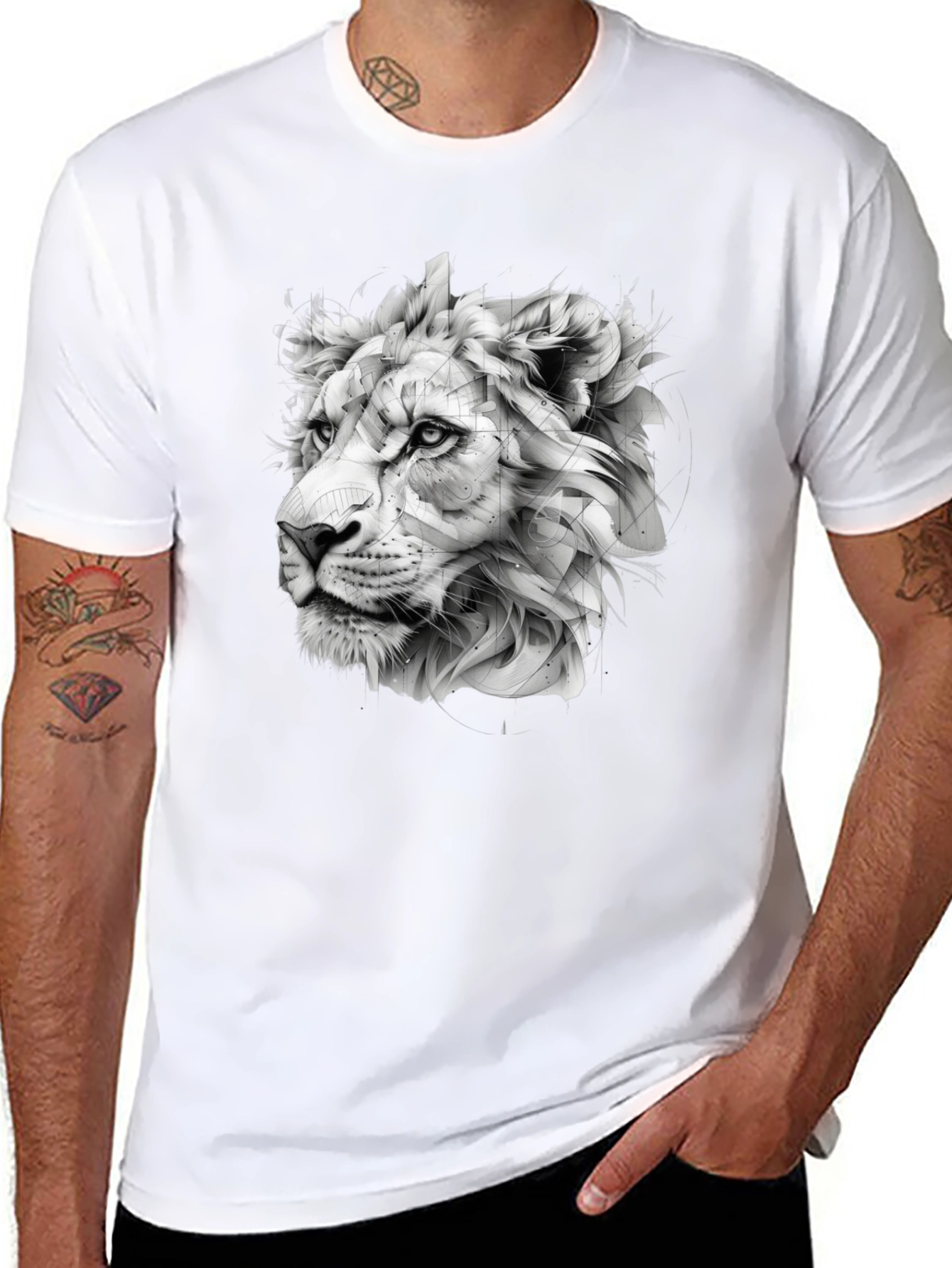 Lion Head Graphic Black T-Shirt