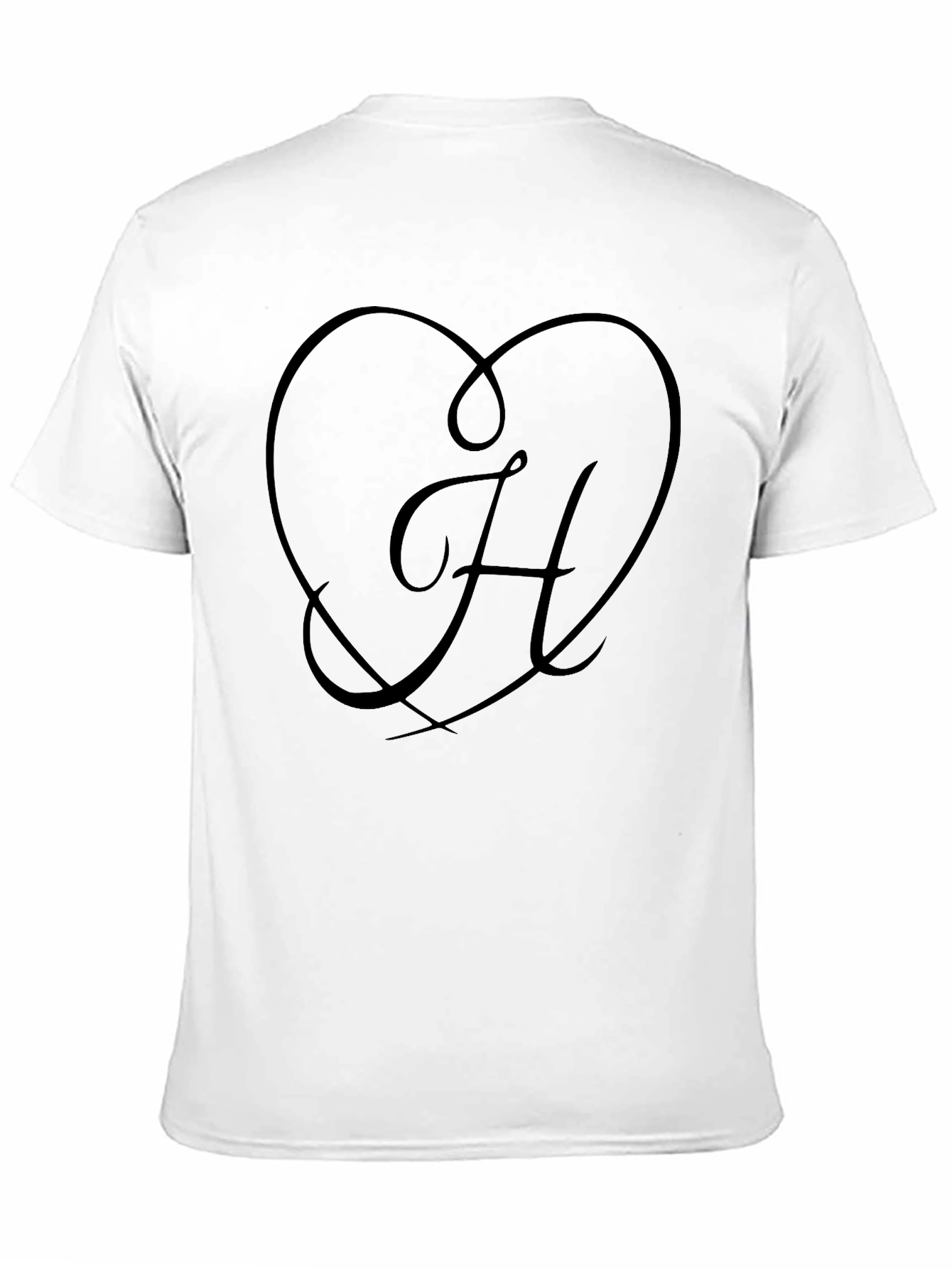 Heart & Initial H Black Graphic Tee Shirt