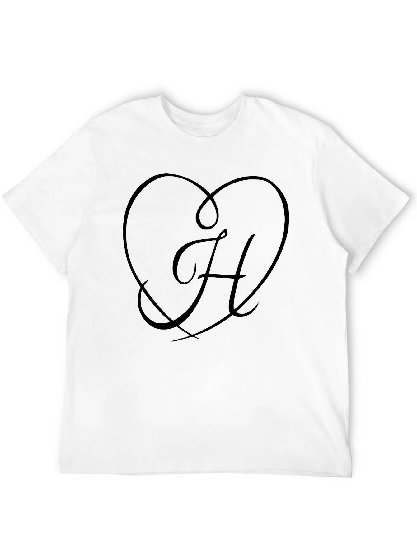 Heart & Initial H Black Graphic Tee Shirt