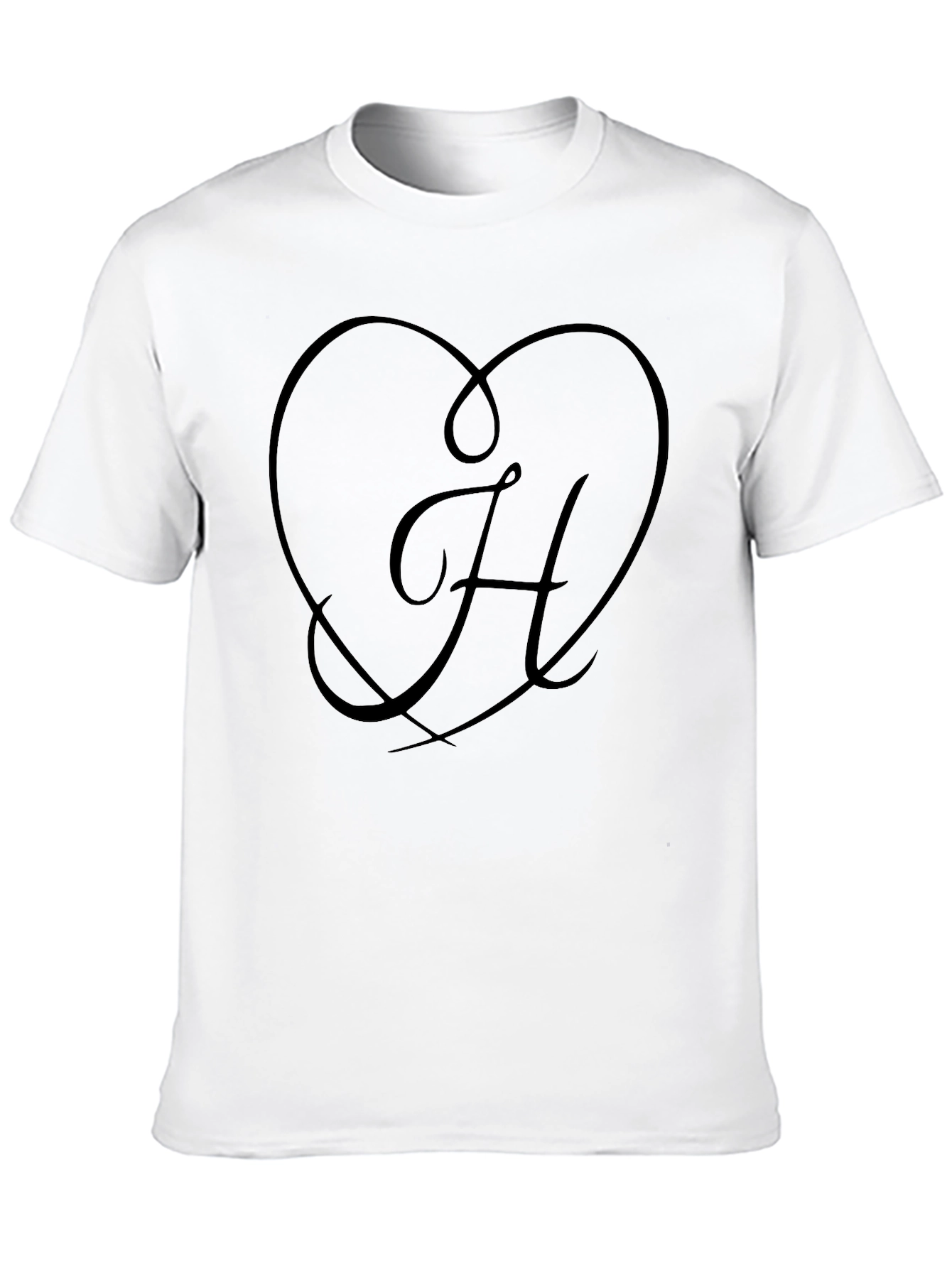 Heart & Initial H Black Graphic Tee Shirt