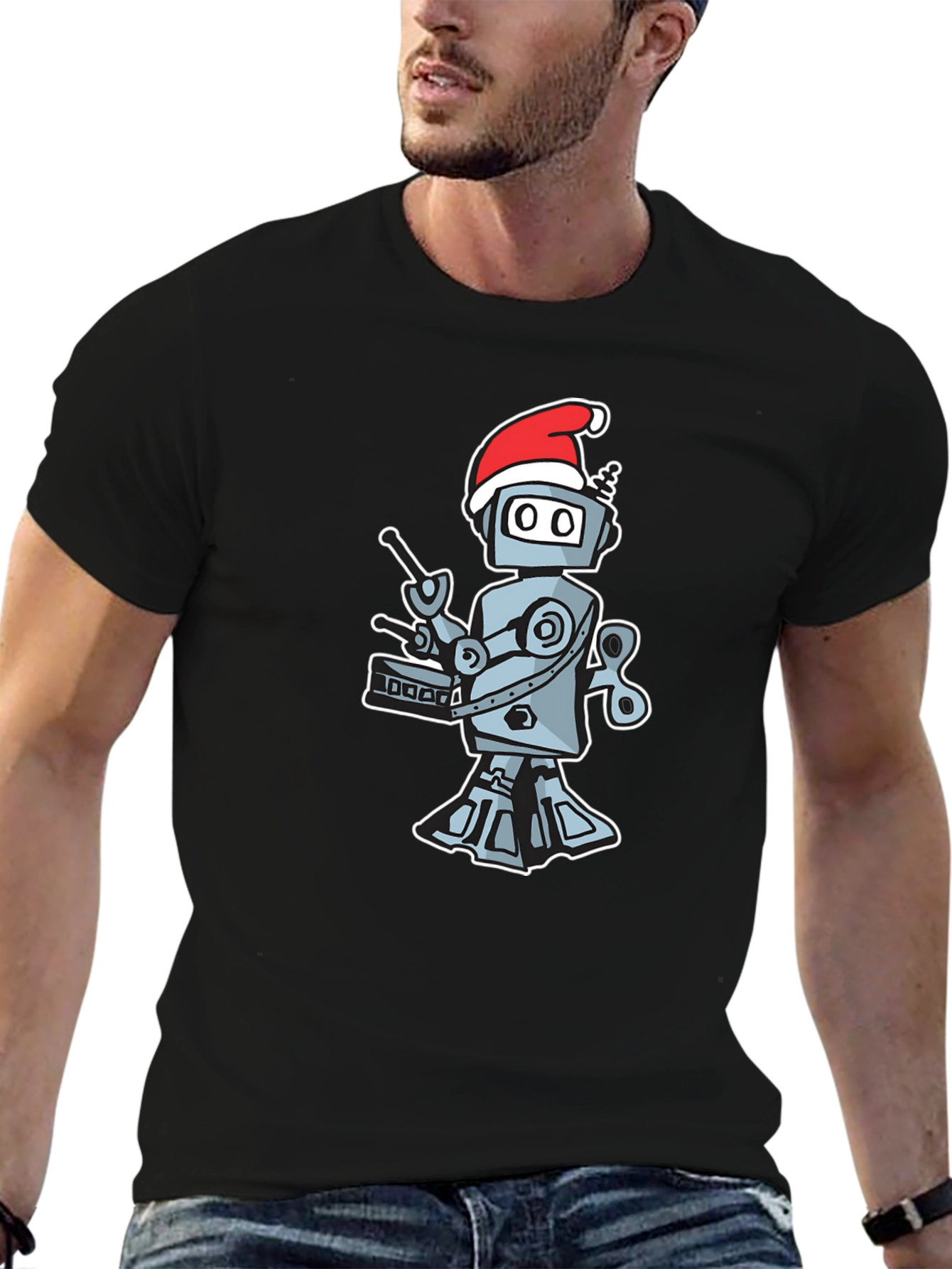 Robot Drummer Christmas Tee