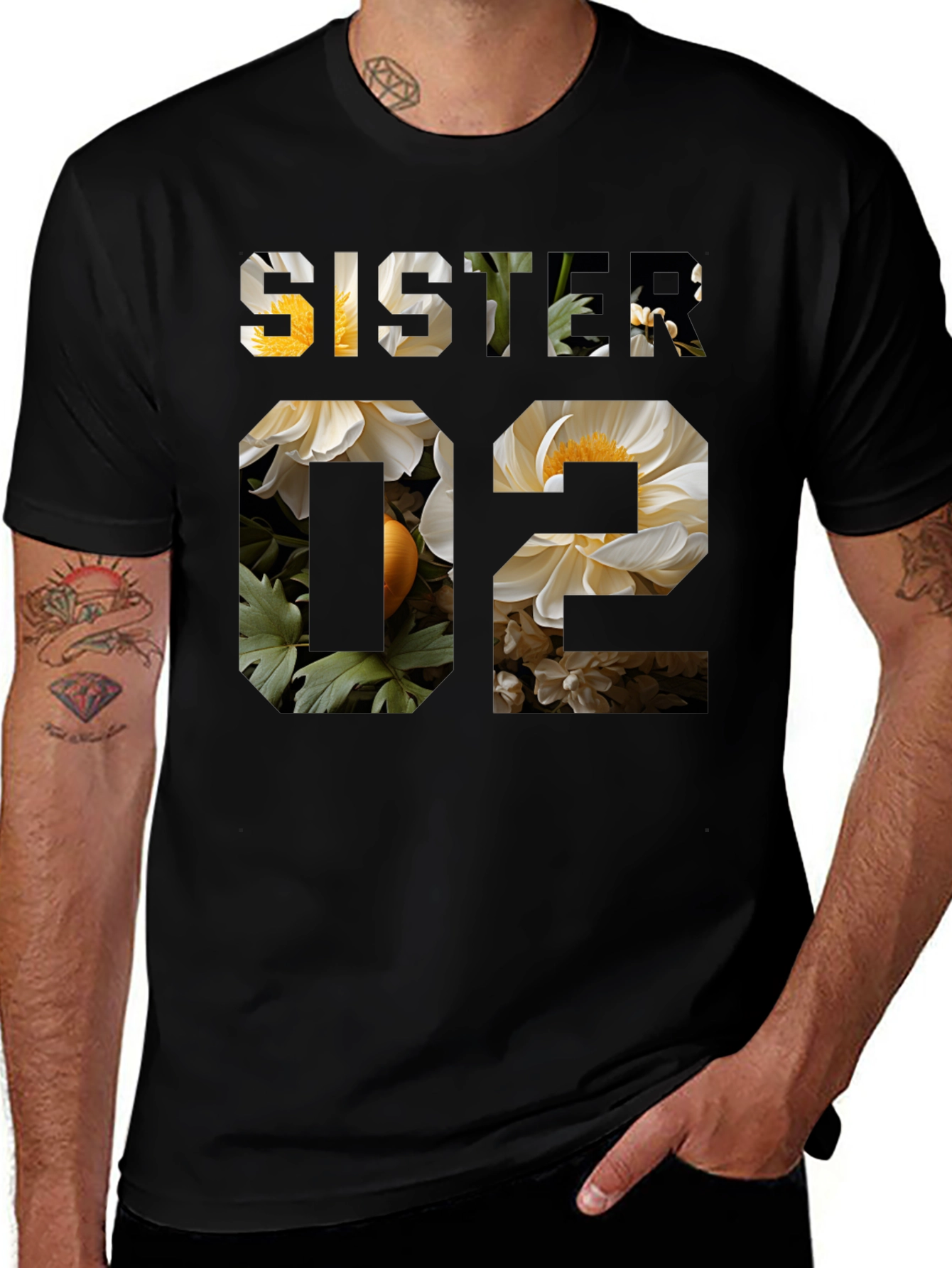 Sister 02 Floral Graphic Print T-Shirt