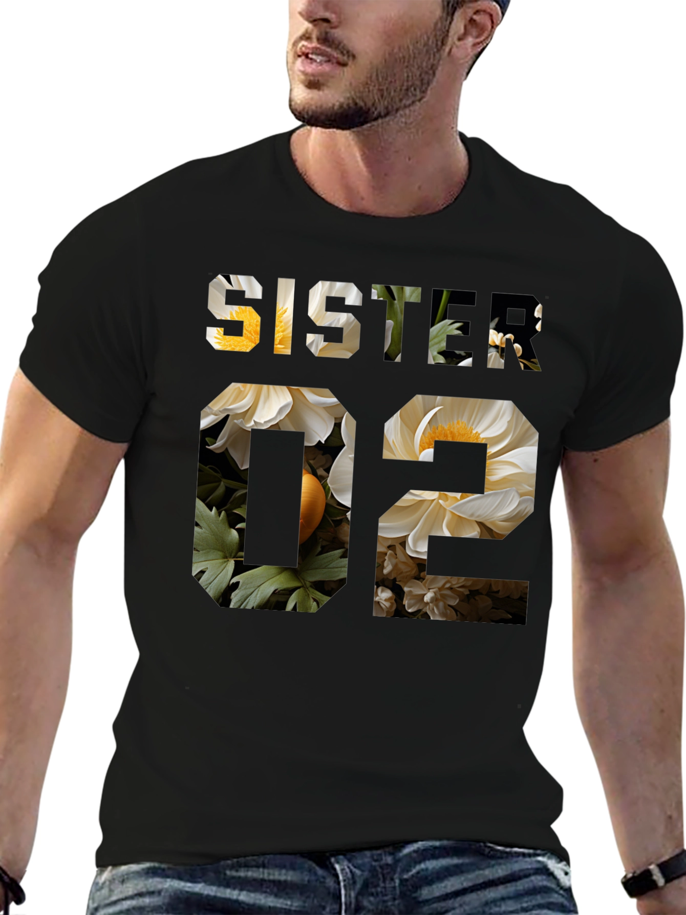 Sister 02 Floral Graphic Print T-Shirt