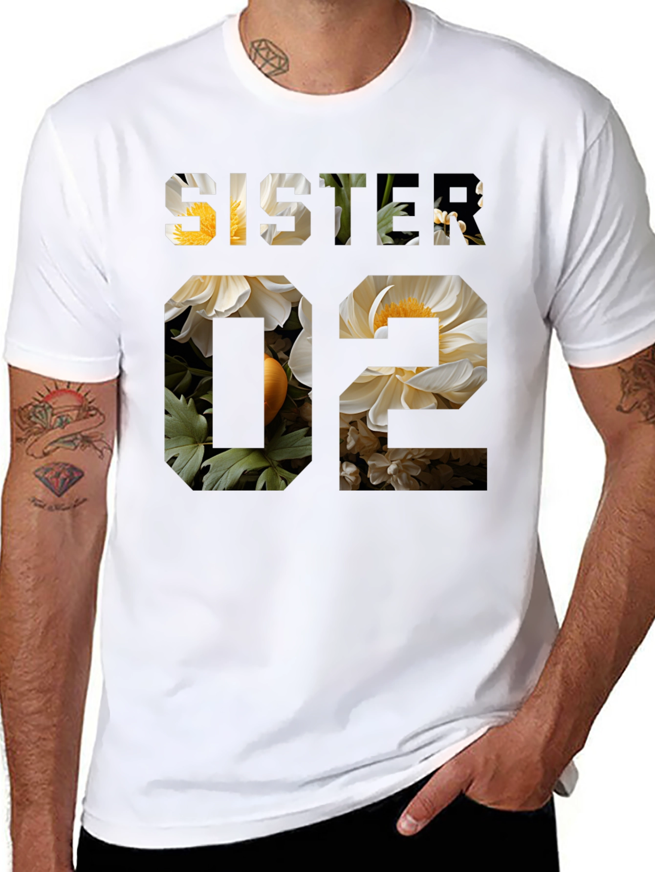 Sister 02 Floral Graphic Print T-Shirt