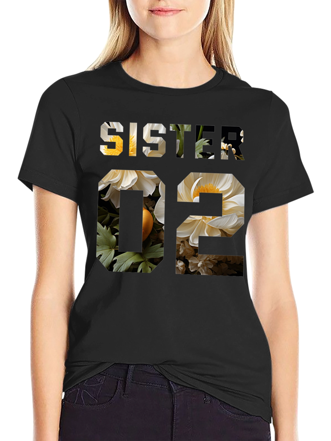 Sister 02 Floral Graphic Print T-Shirt