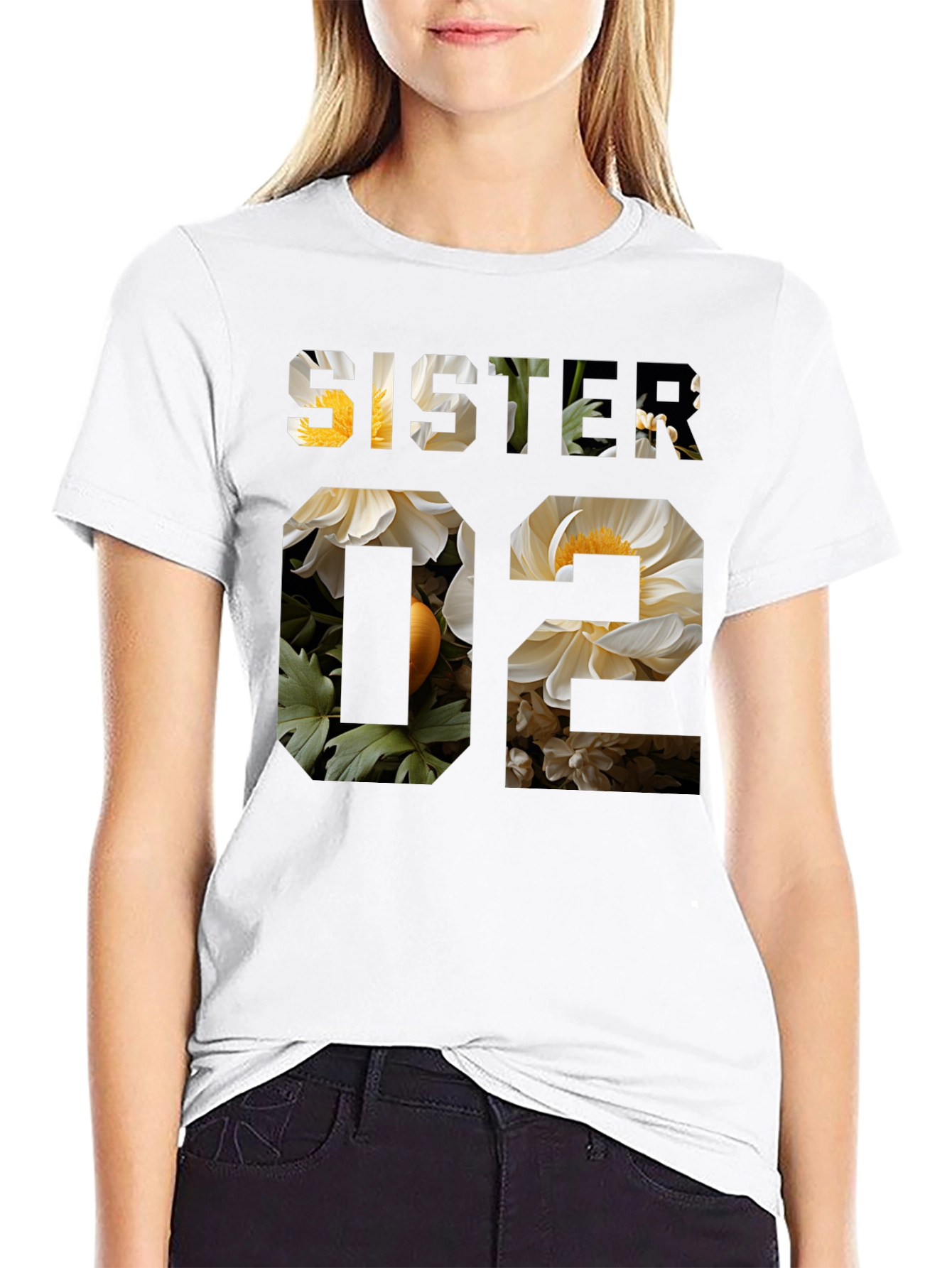Sister 02 Floral Graphic Print T-Shirt
