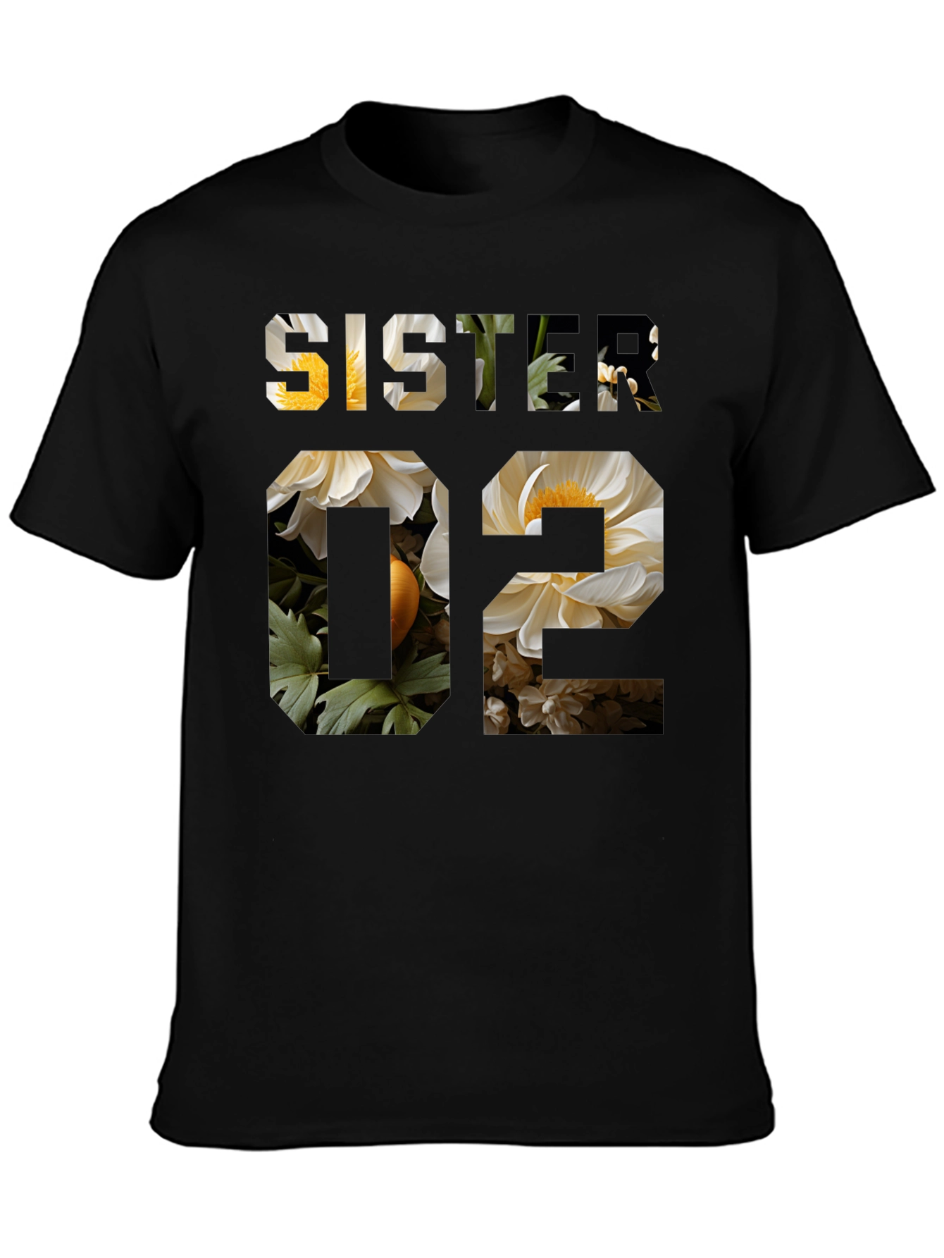 Sister 02 Floral Graphic Print T-Shirt