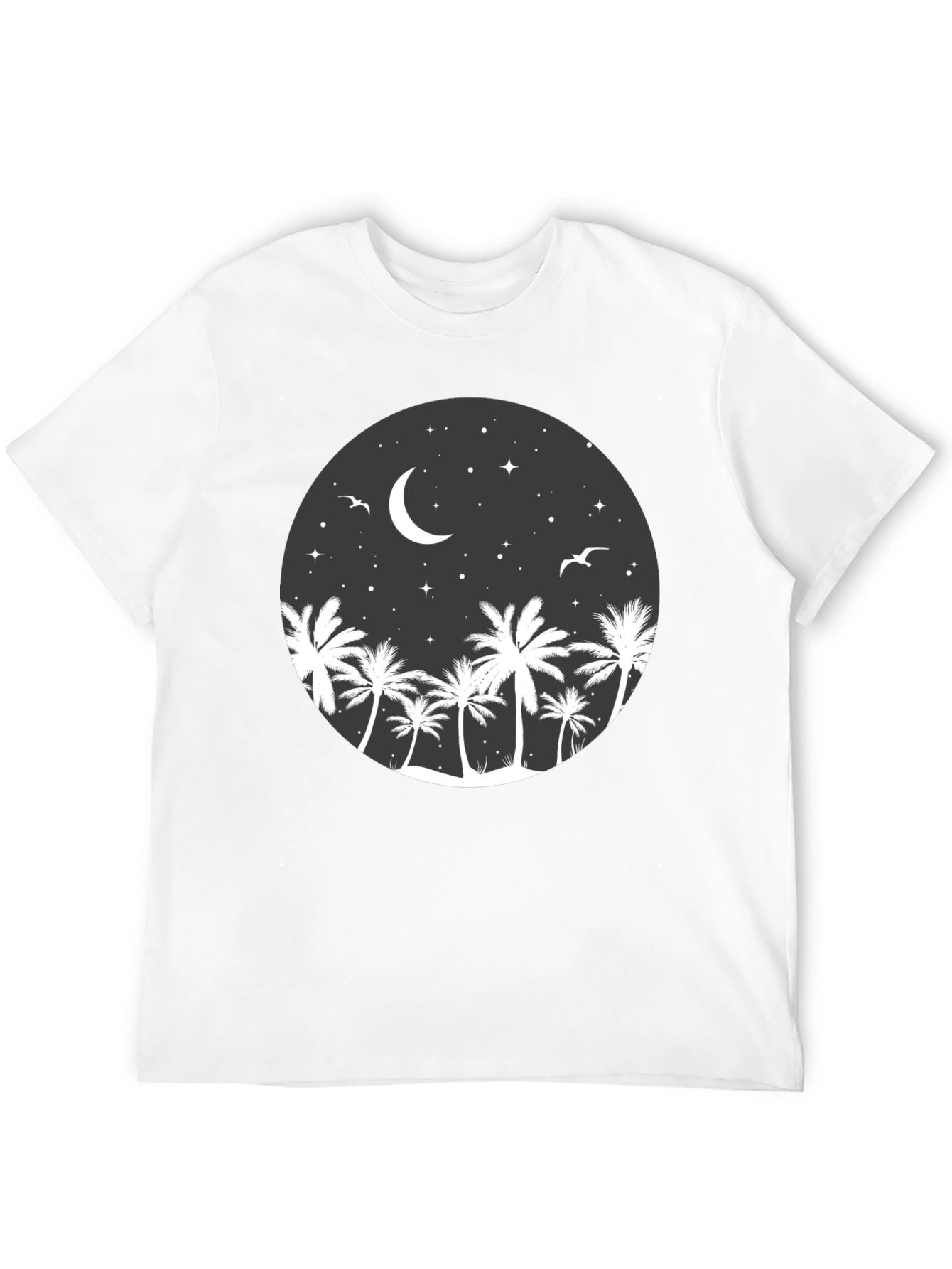 Palm Tree Moon Graphic Tee - Coastal Night