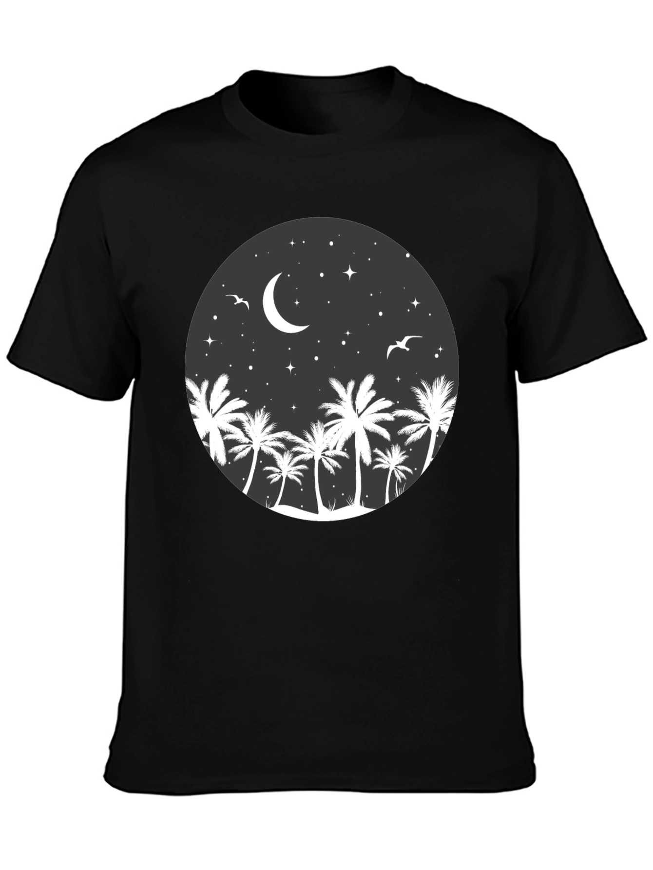 Palm Tree Moon Graphic Tee - Coastal Night