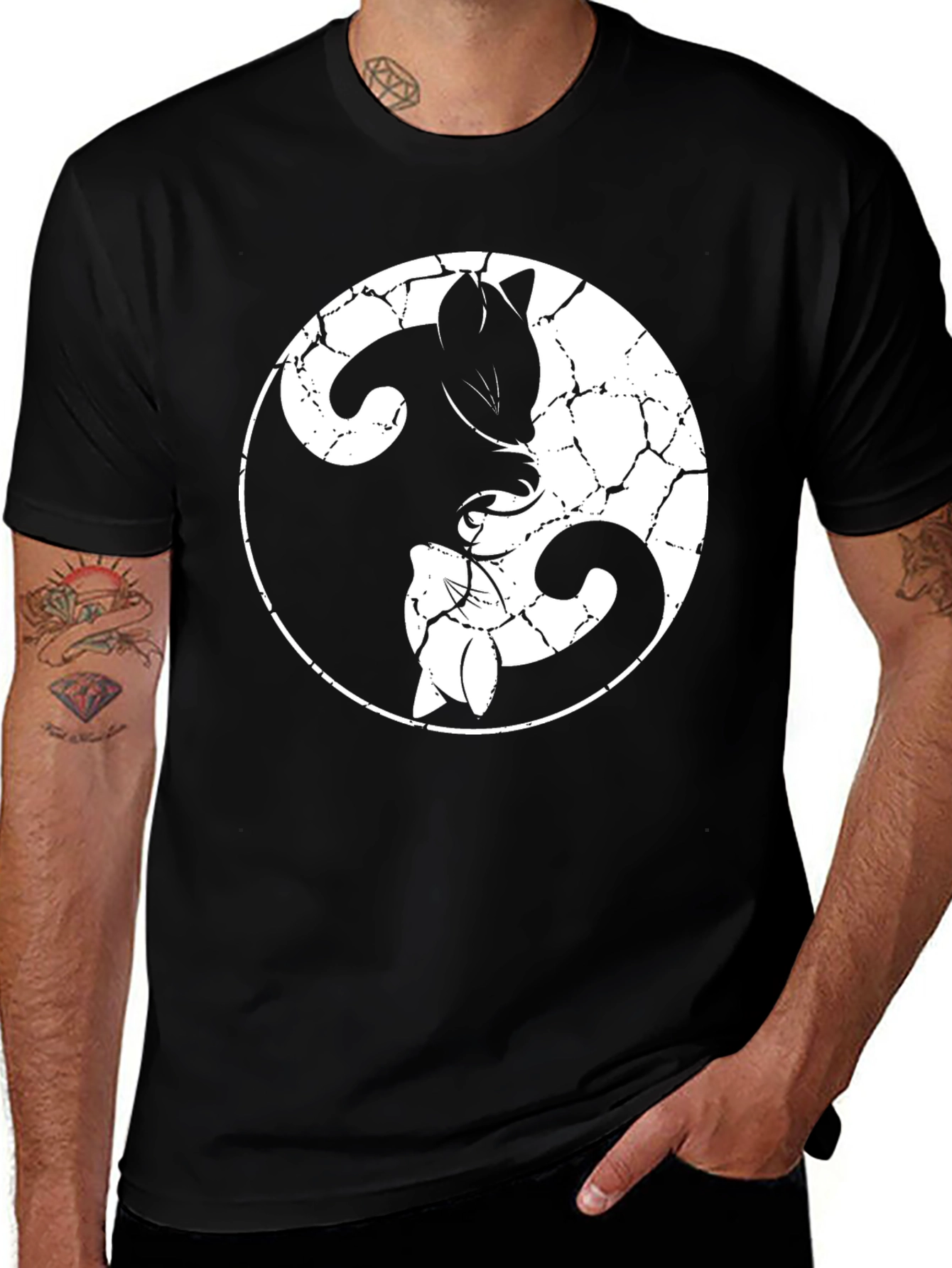 Yin Yang Cats T-Shirt - Balance and Style