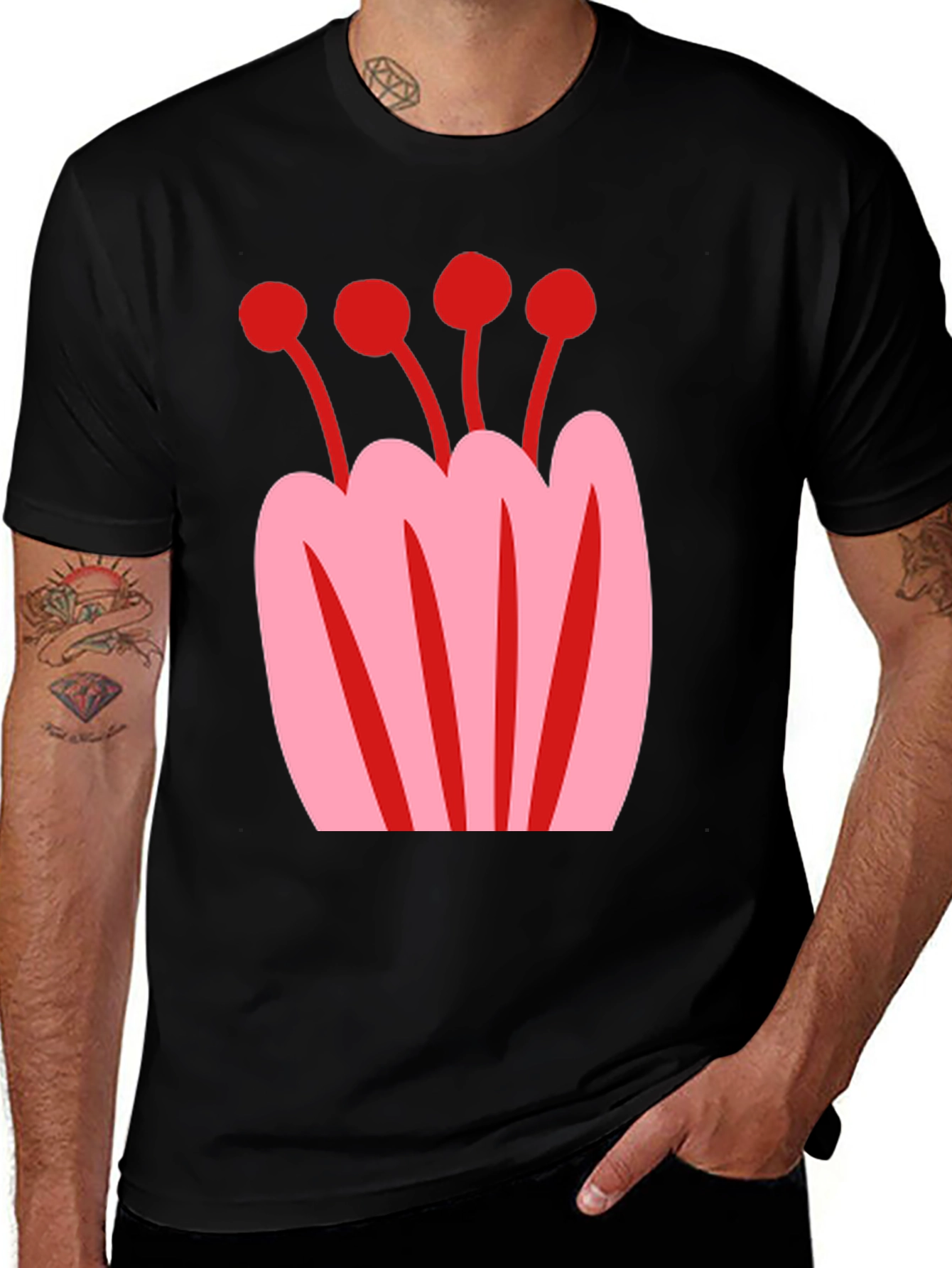Floral Graphic Tee - Black Unisex T-Shirt