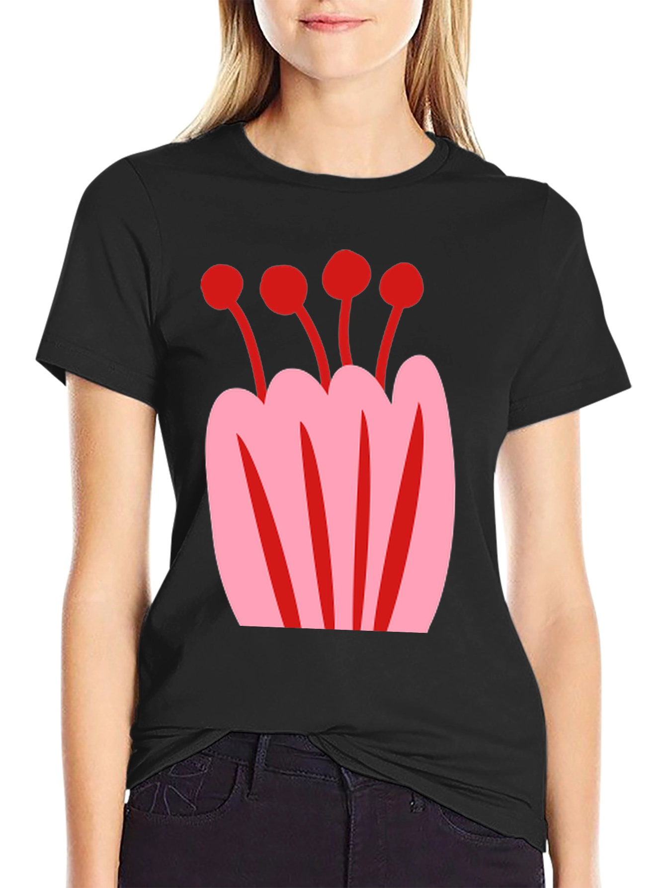 Floral Graphic Tee - Black Unisex T-Shirt