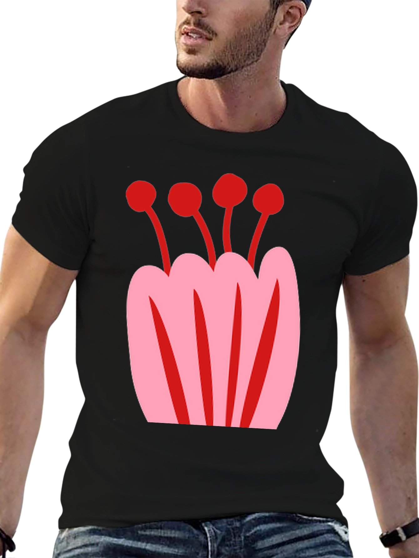 Floral Graphic Tee - Black Unisex T-Shirt