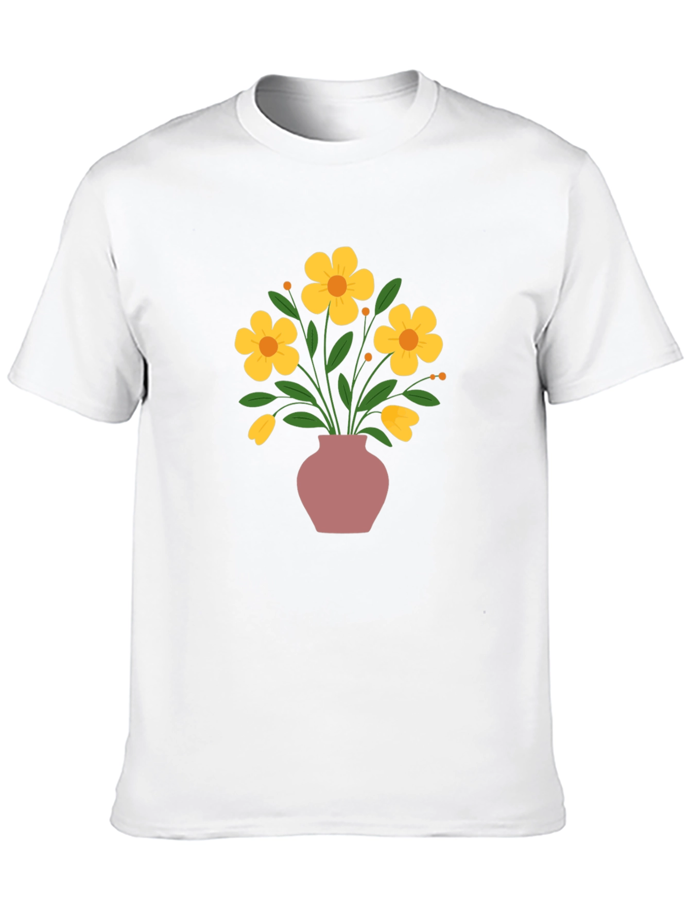 Floral Vase Graphic Tee - Stylish Casual Wear