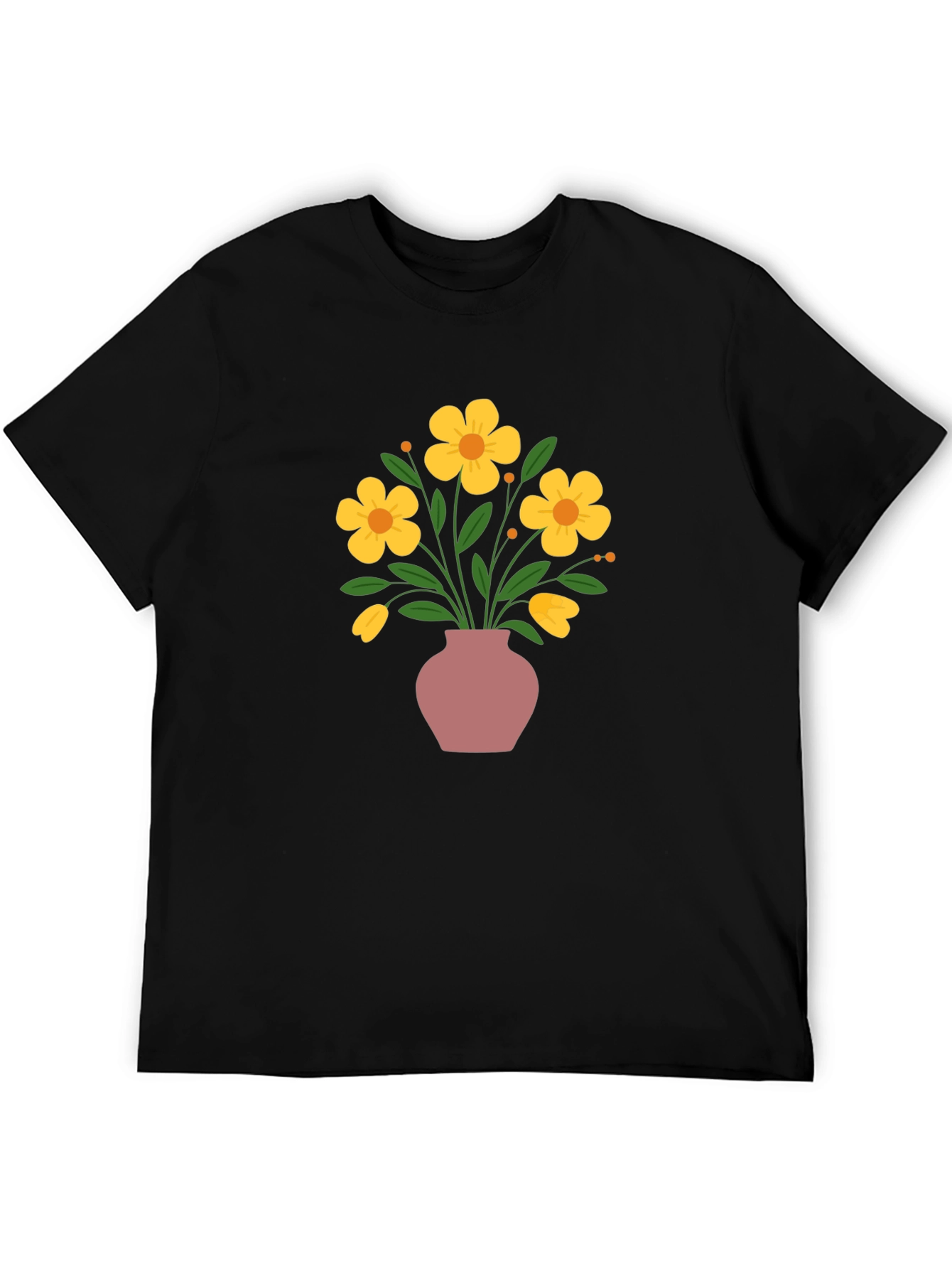Floral Vase Graphic Tee - Stylish Casual Wear