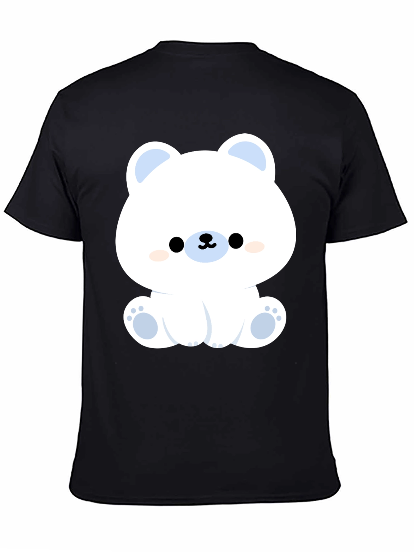 Cute Polar Bear Graphic Tee - Black Cotton T-Shirt