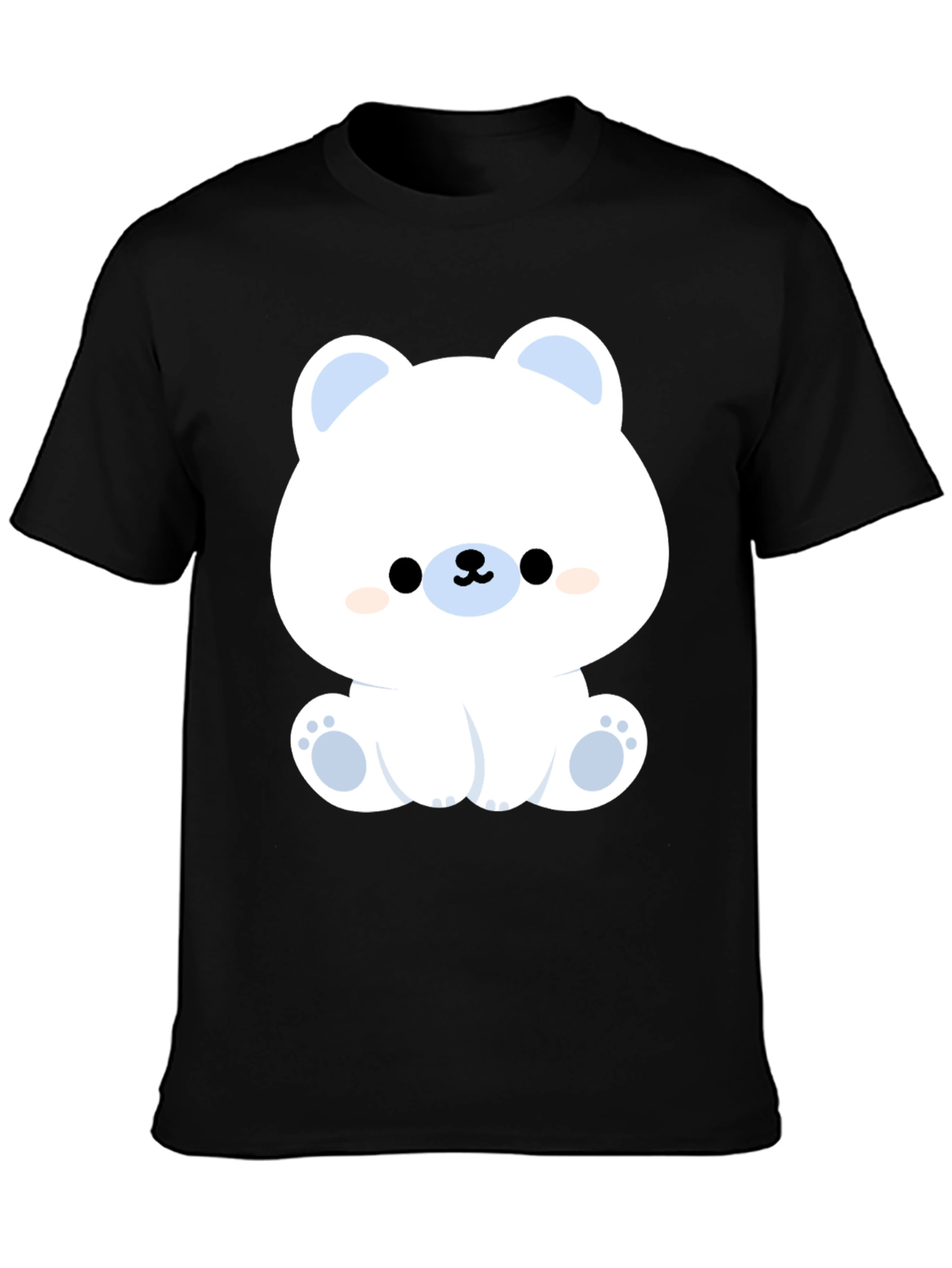 Cute Polar Bear Graphic Tee - Black Cotton T-Shirt