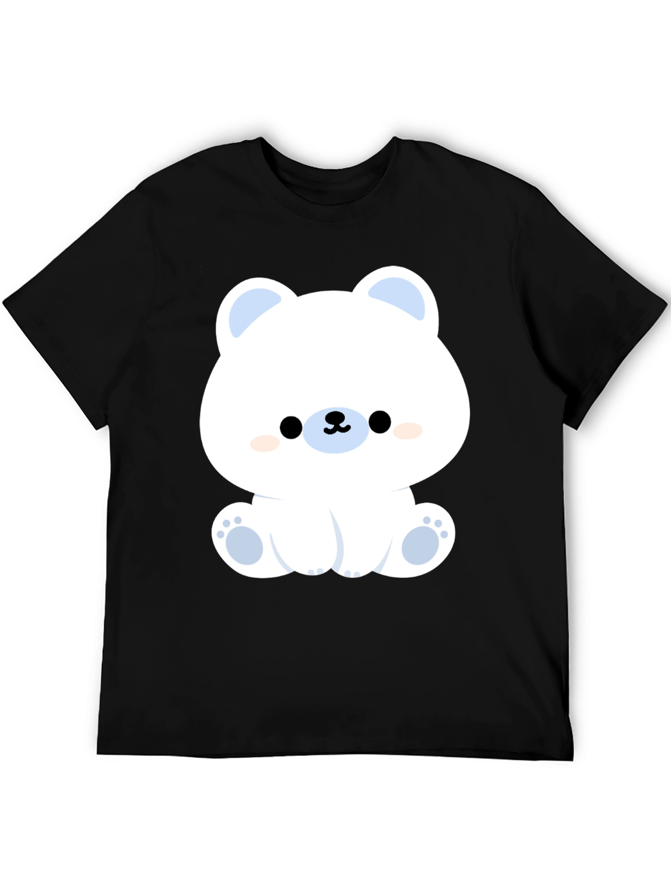Cute Polar Bear Graphic Tee - Black Cotton T-Shirt